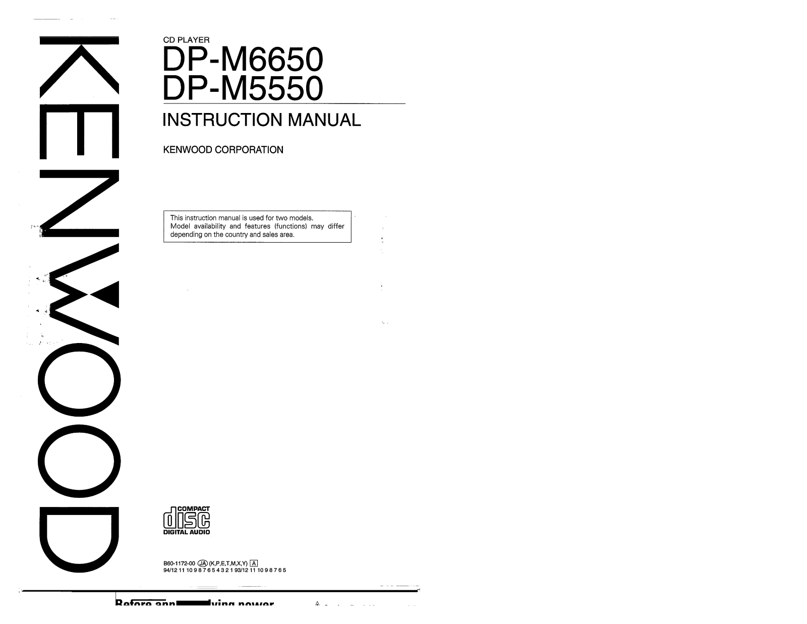 Kenwood DP-M5550, DP-M6650 User Manual