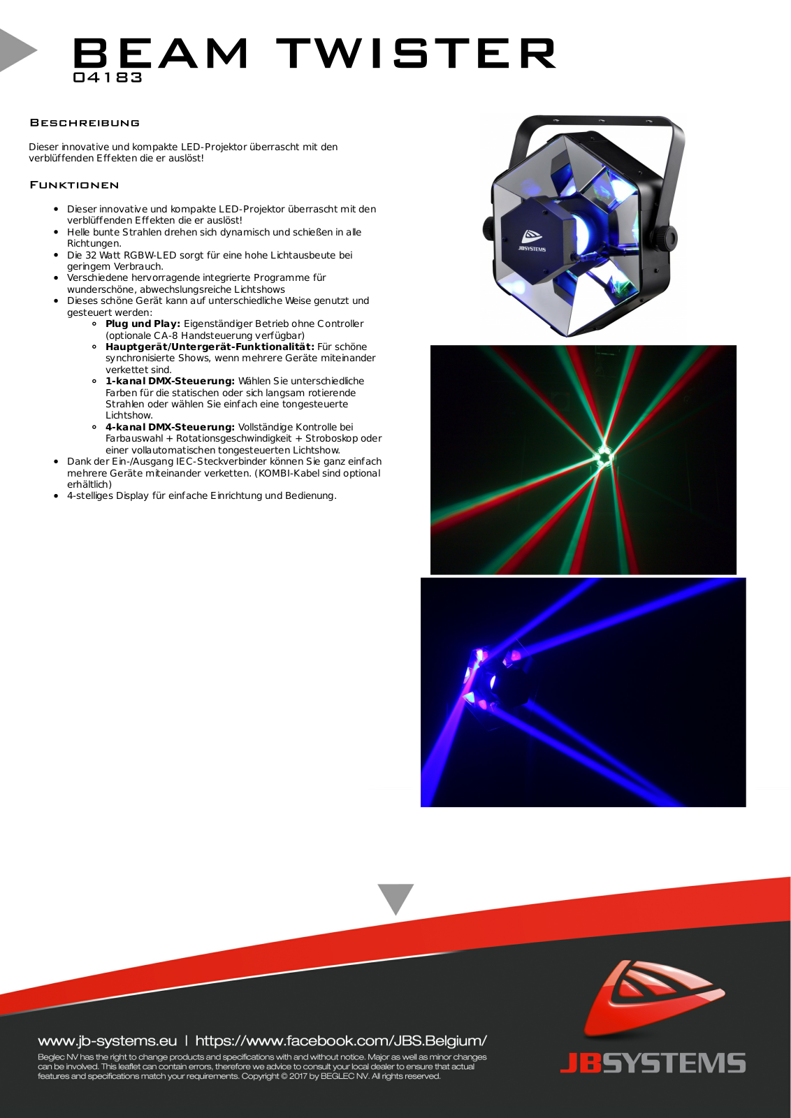 JB Systems Beam Twister User Manual