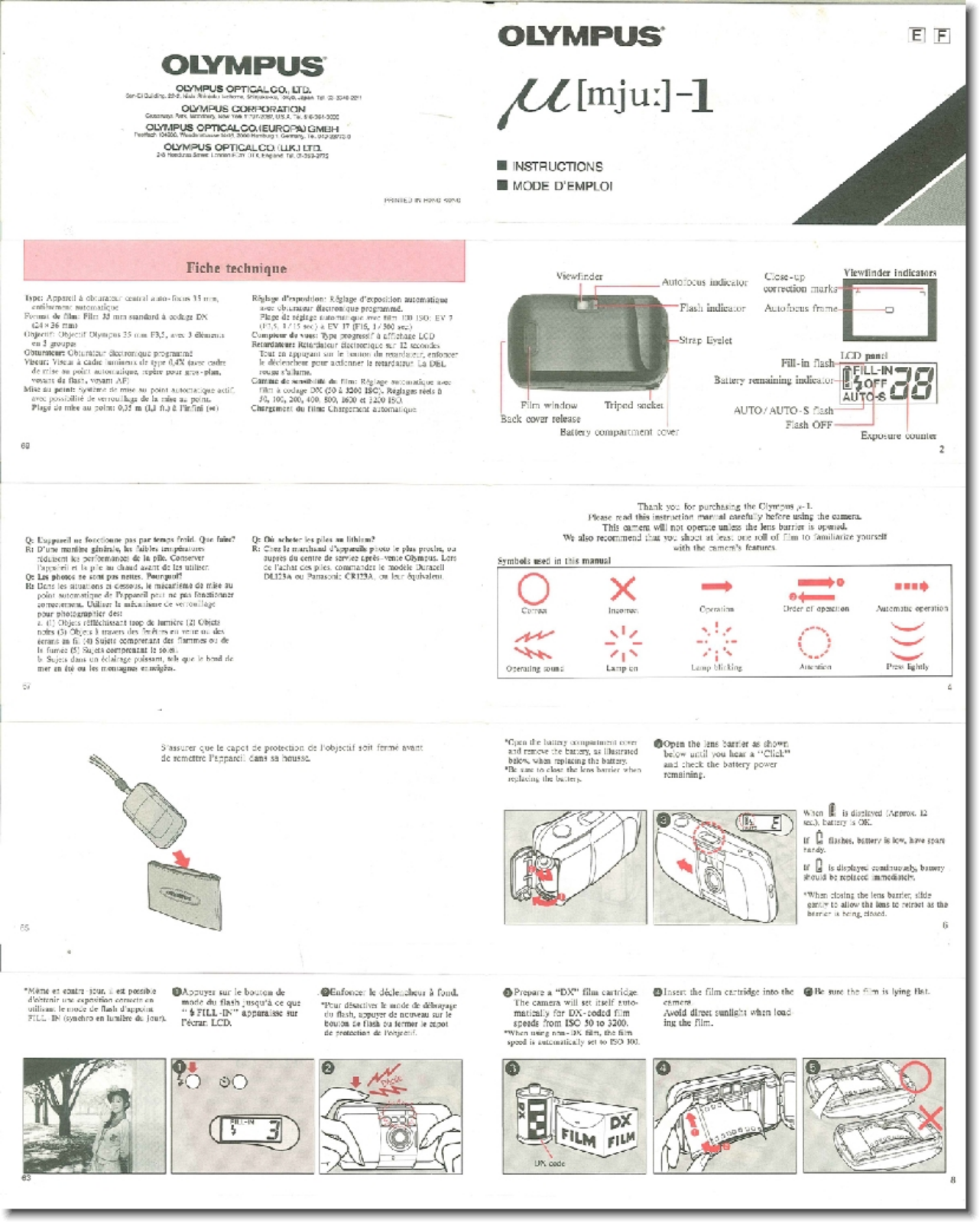 OLYMPUS μ 1 Instruction Manual