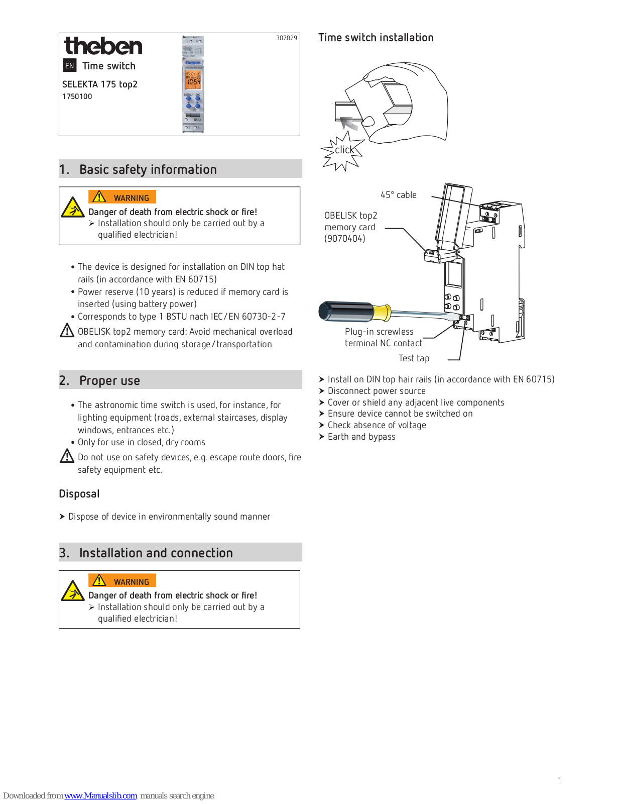 Theben SELEKTA 175 top2, 1750100 Operating Instructions Manual