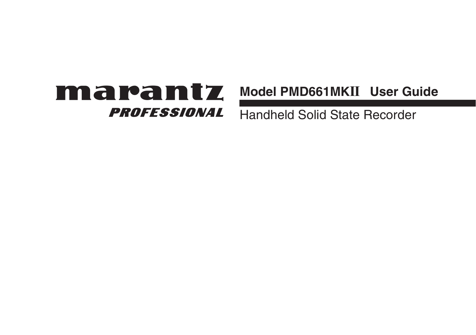 Marantz PMD661MKII operation manual