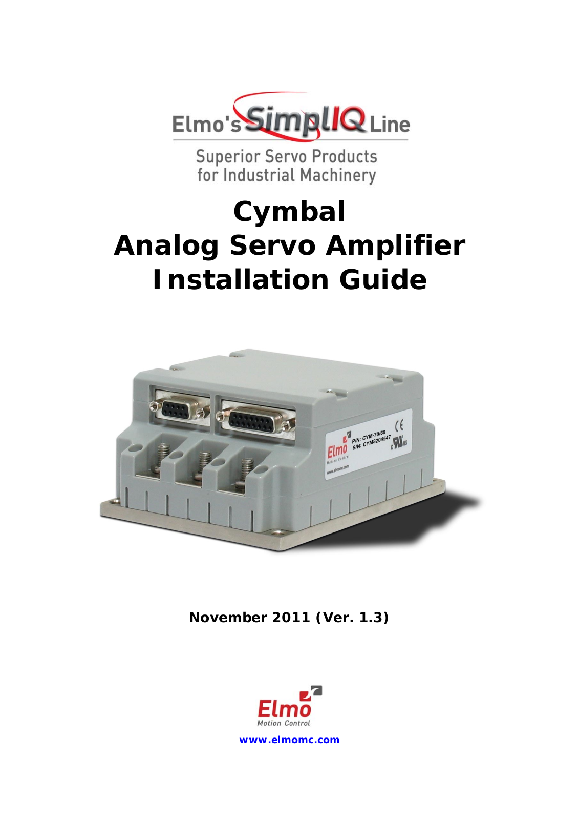 ElmoMC SimplIQ Analog Servo Amplifiers-Cymbal User Manual