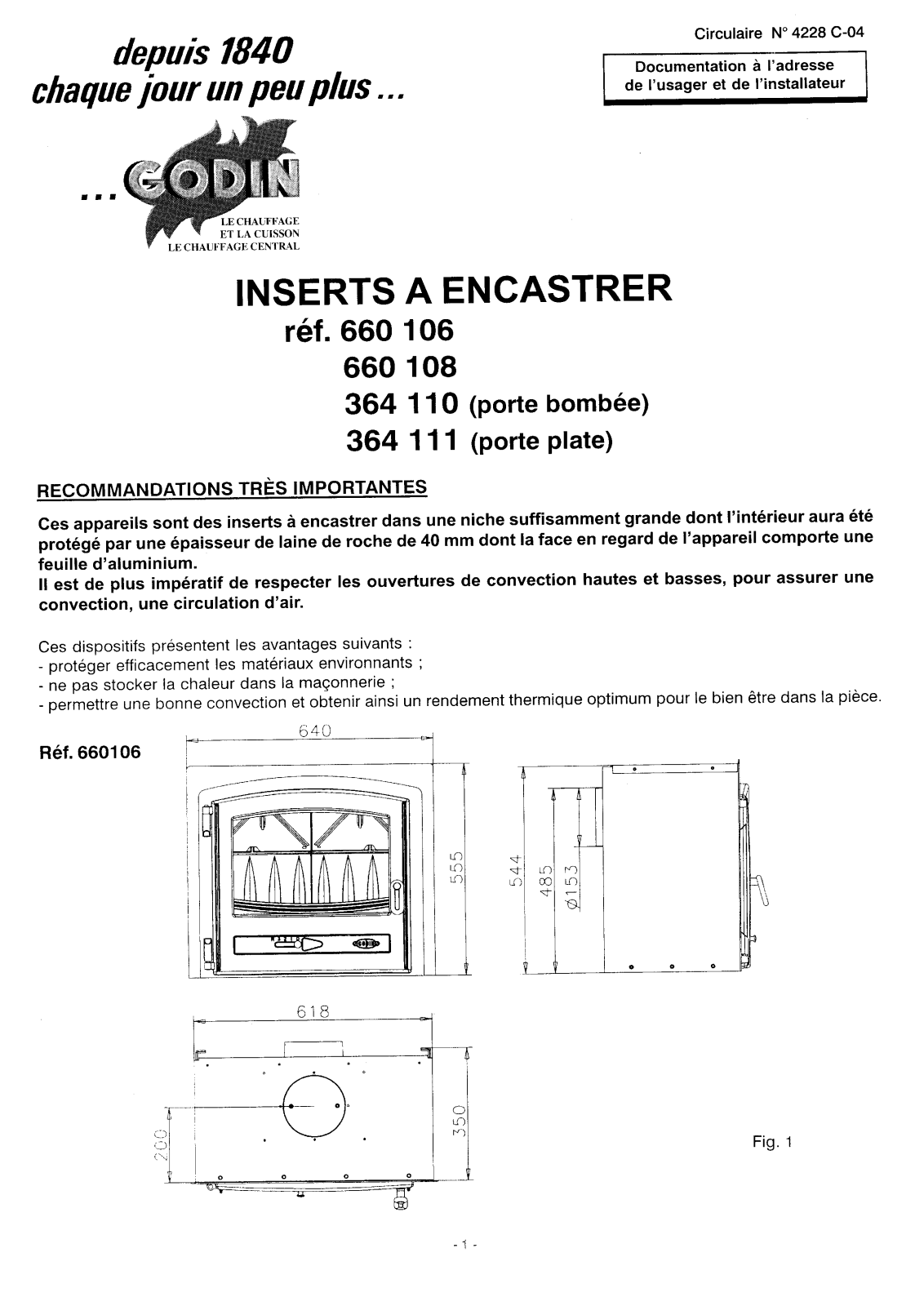 GODIN 364110, 364111, 660106, 660108 User Manual