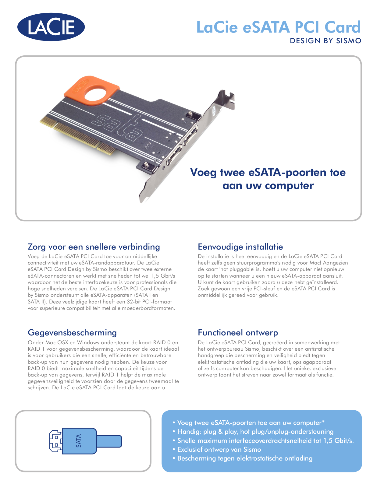 Lacie ESATA PCI CARD DATASHEET