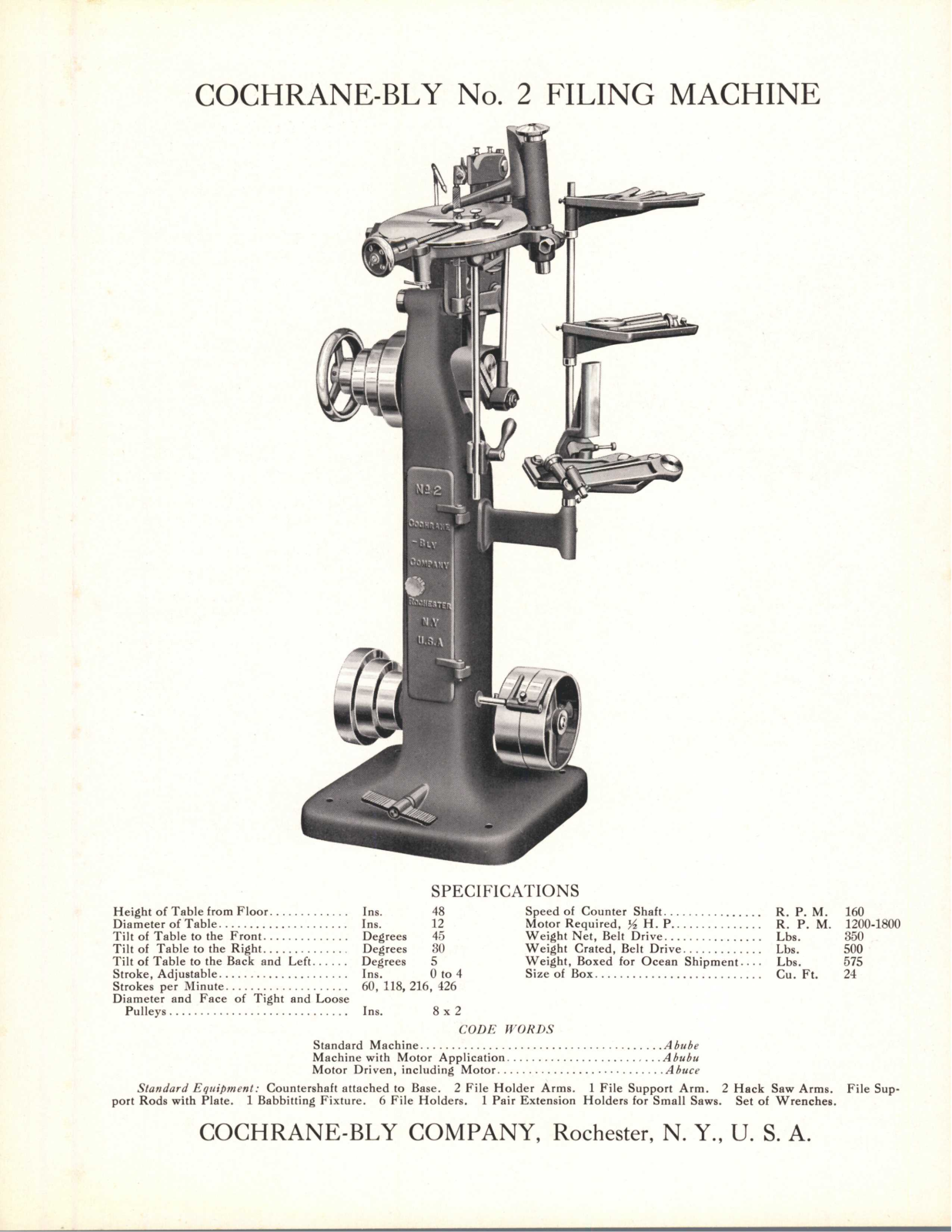Cochrane-Bly No. 2 Filing Machine Other - ManualMachine.com