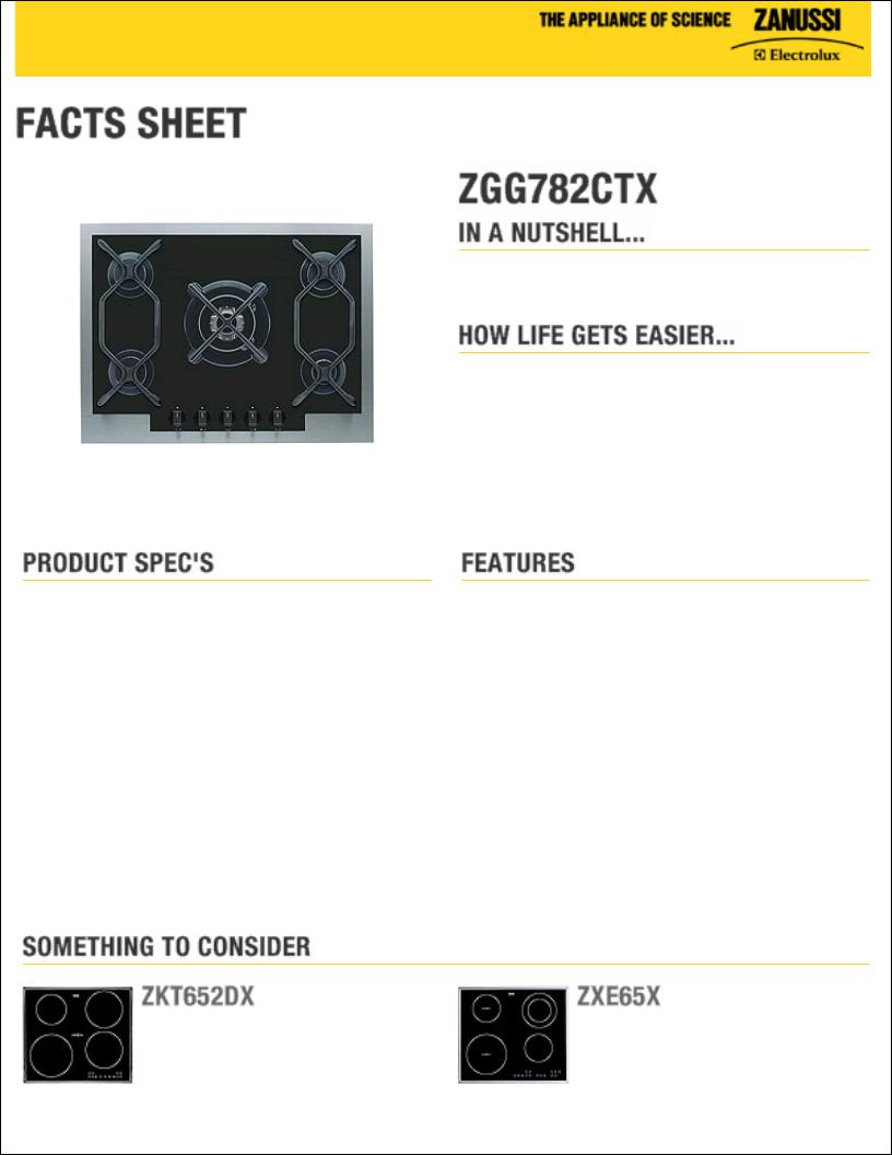 Zanussi ZGG782CTX User Manual