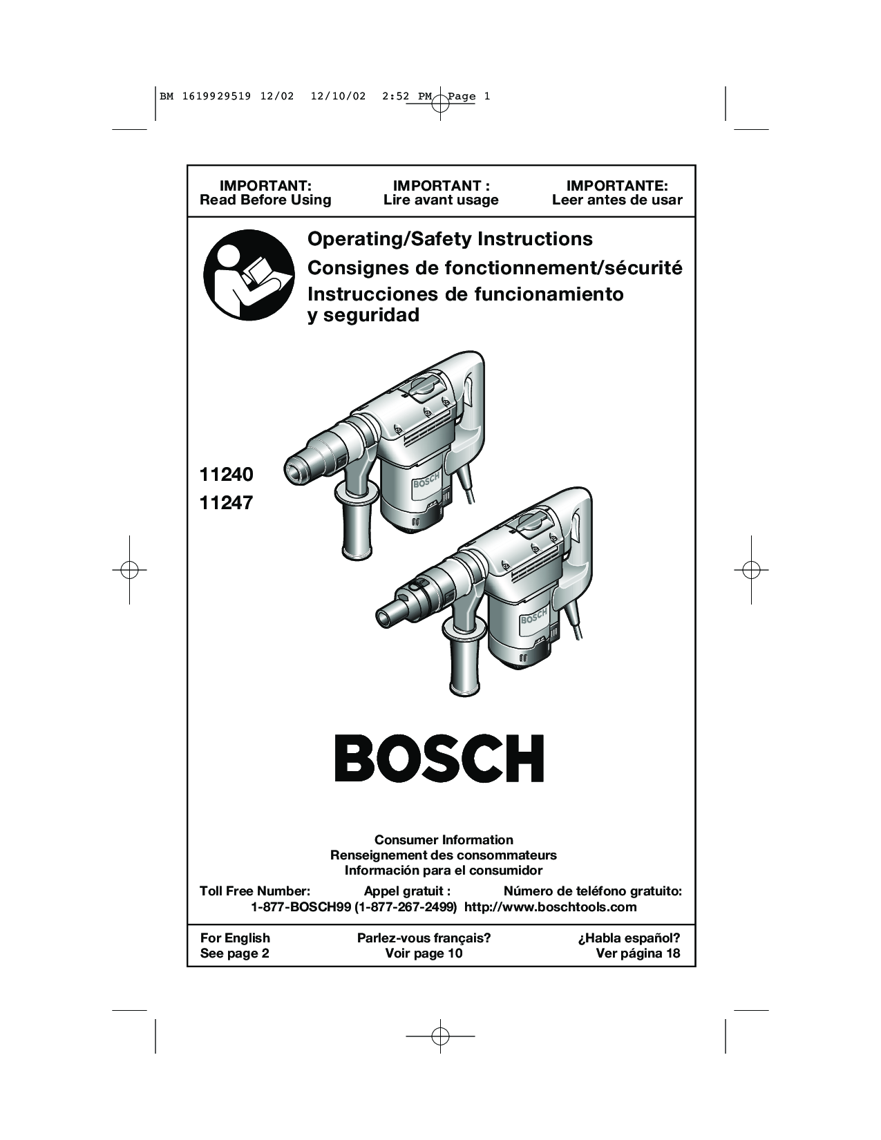 Bosch 11247, 11240 User Manual