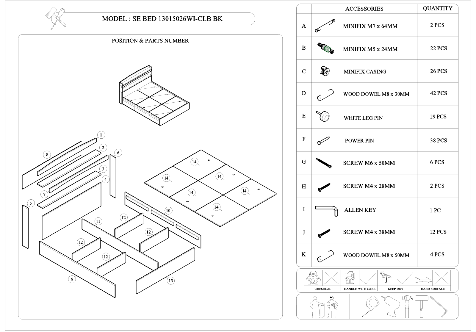 Wholesale Interiors SEBED13015026COLUMBIABLACKQUEEN Assembly Guide