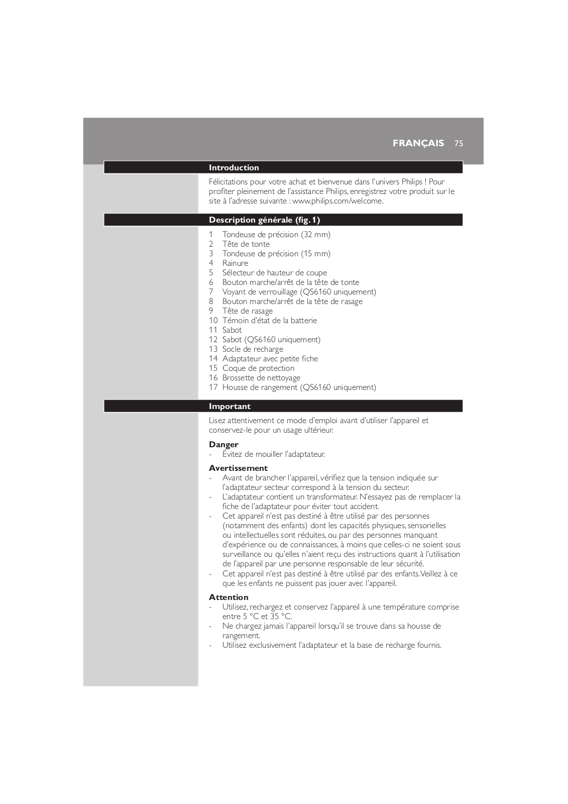 PHILIPS QS6140 User Manual