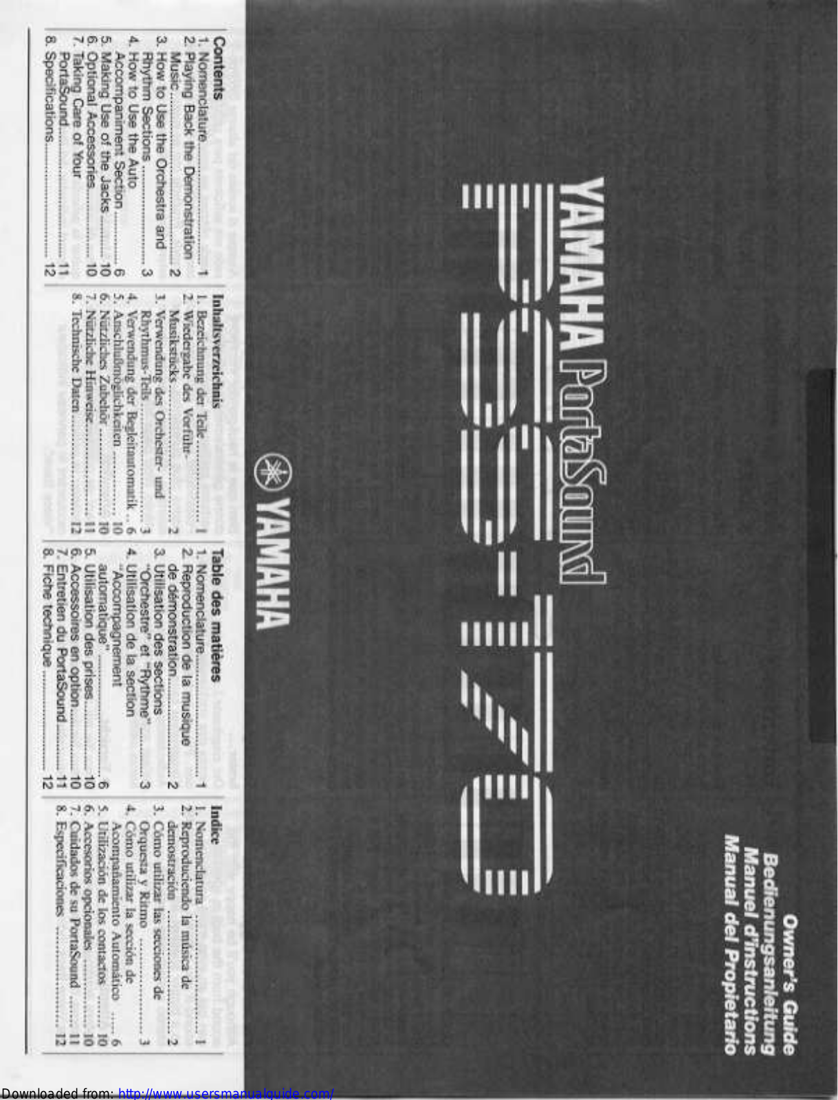 Yamaha Audio PSS-170 User Manual