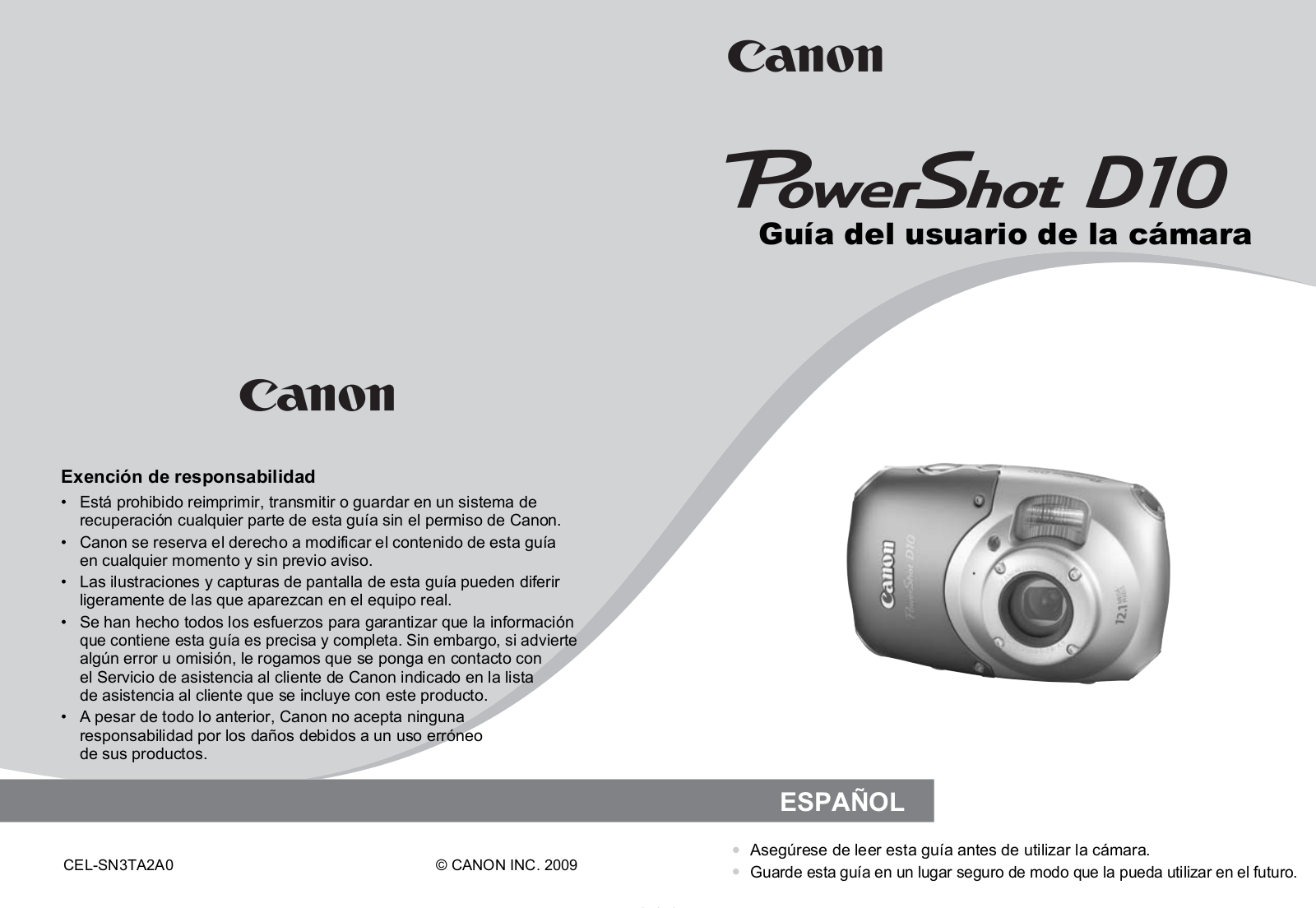 Canon D10 Instruction Manual