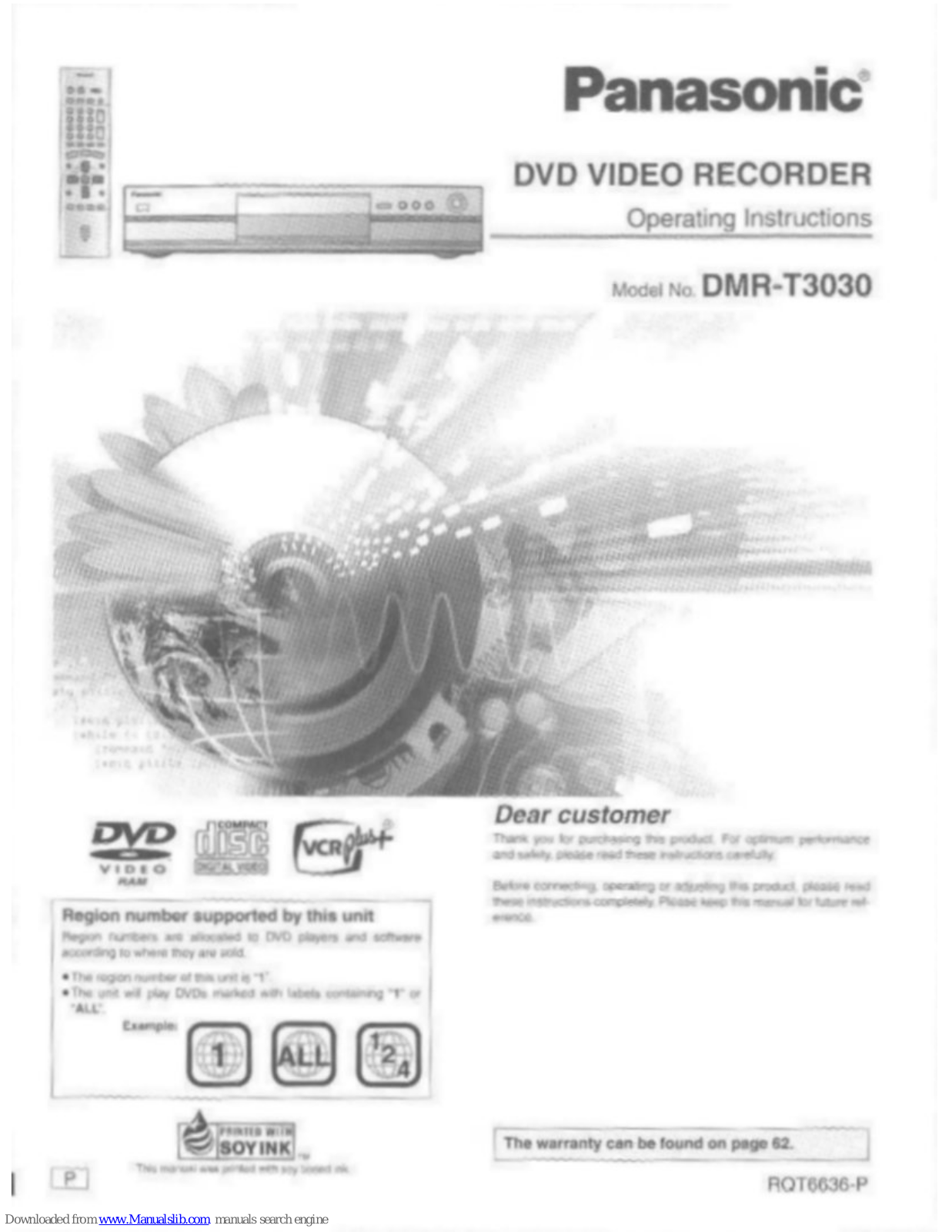 Panasonic Diga DMR-T3030, DMRT3030P - DVD VIDEO RECORDER Operating Instructions Manual