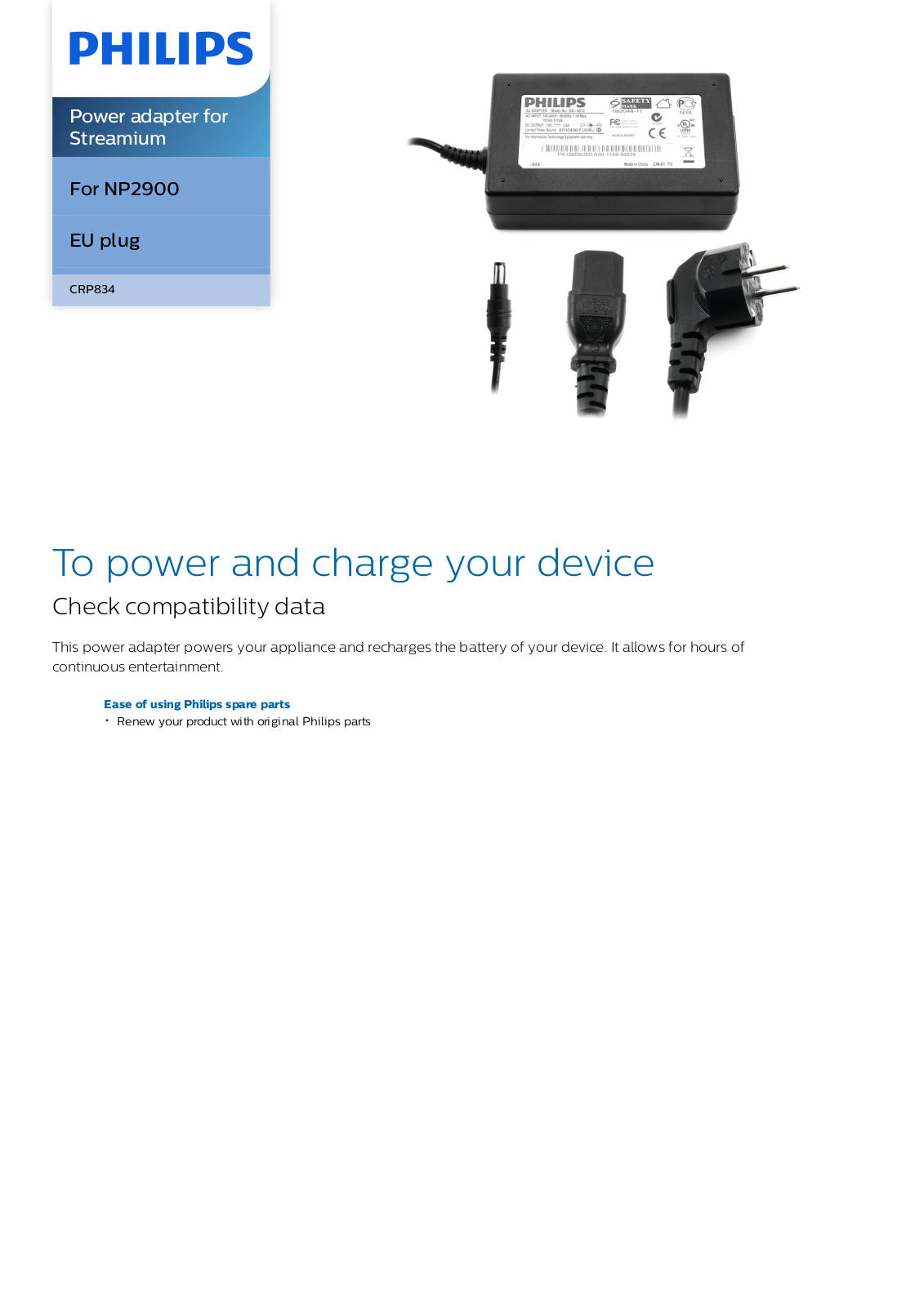 Philips CRP834/01 leaflet - ManualMachine.com