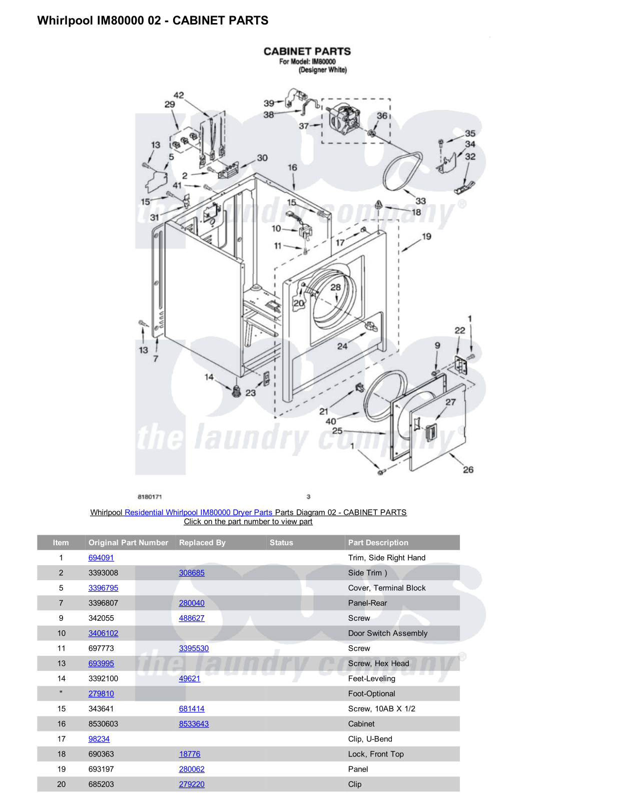 Whirlpool IM80000 Parts Diagram