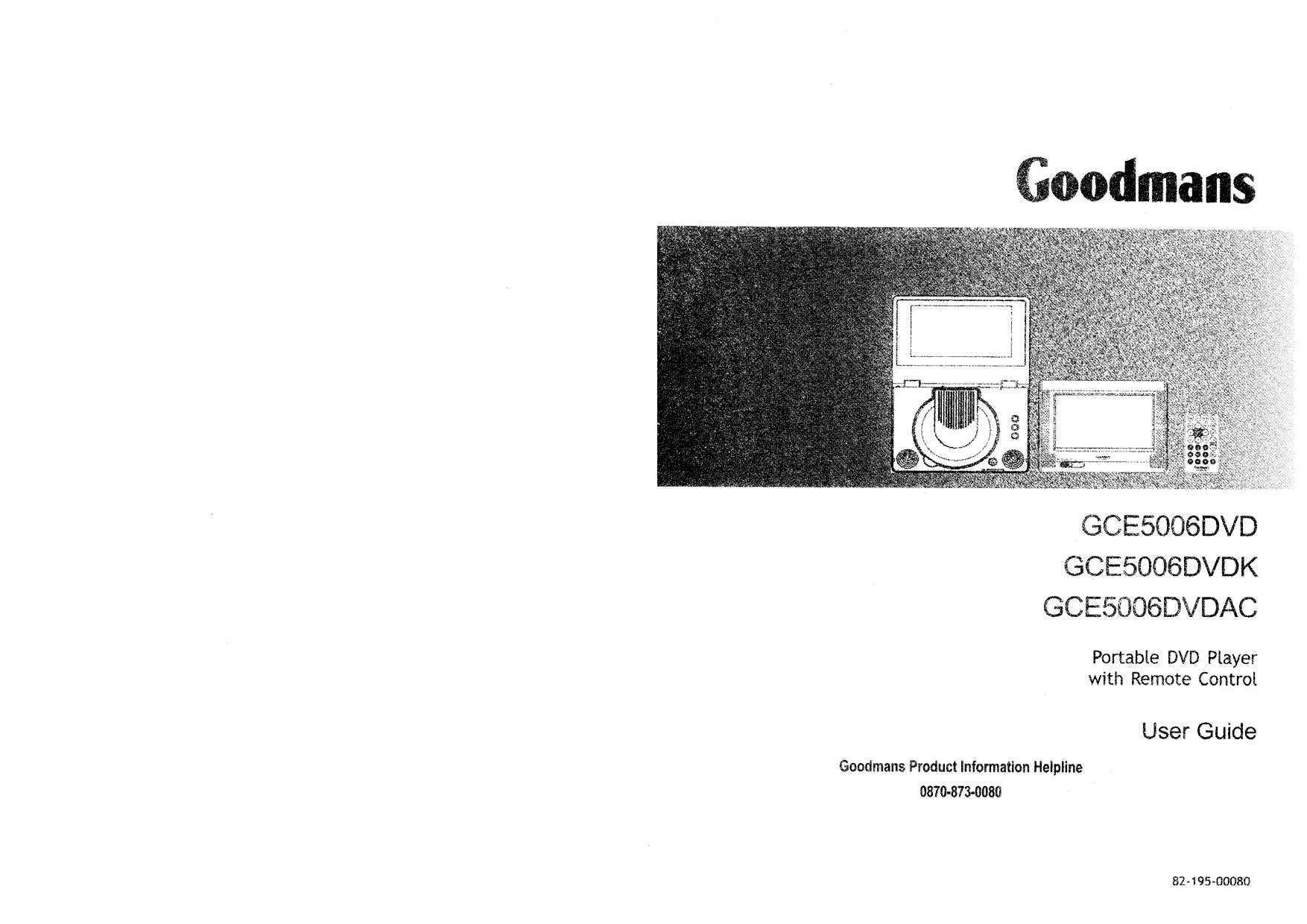 Goodmans GCE5006DVD, GCE5006DVDAC, GCE5006DVDK User Guide