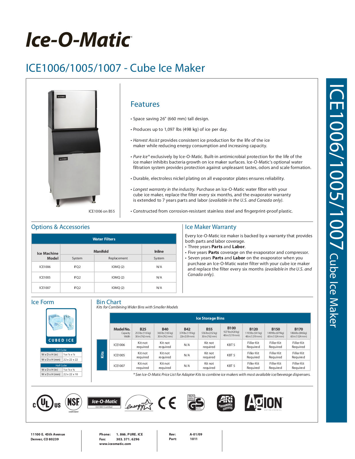 Ice-O-Matic ICE1007, ICE1005 User Manual