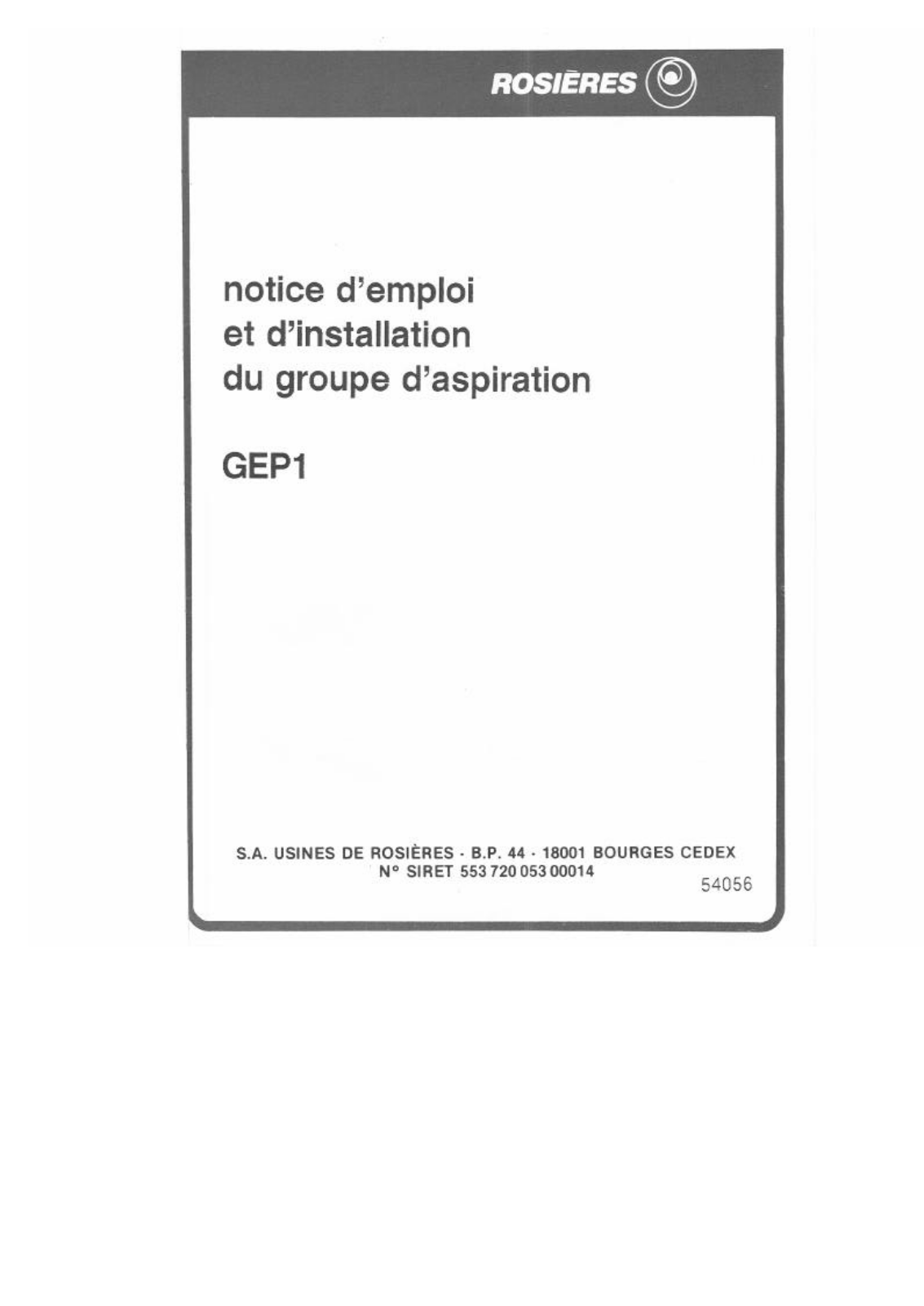 ROSIERES GEP 1 User Manual