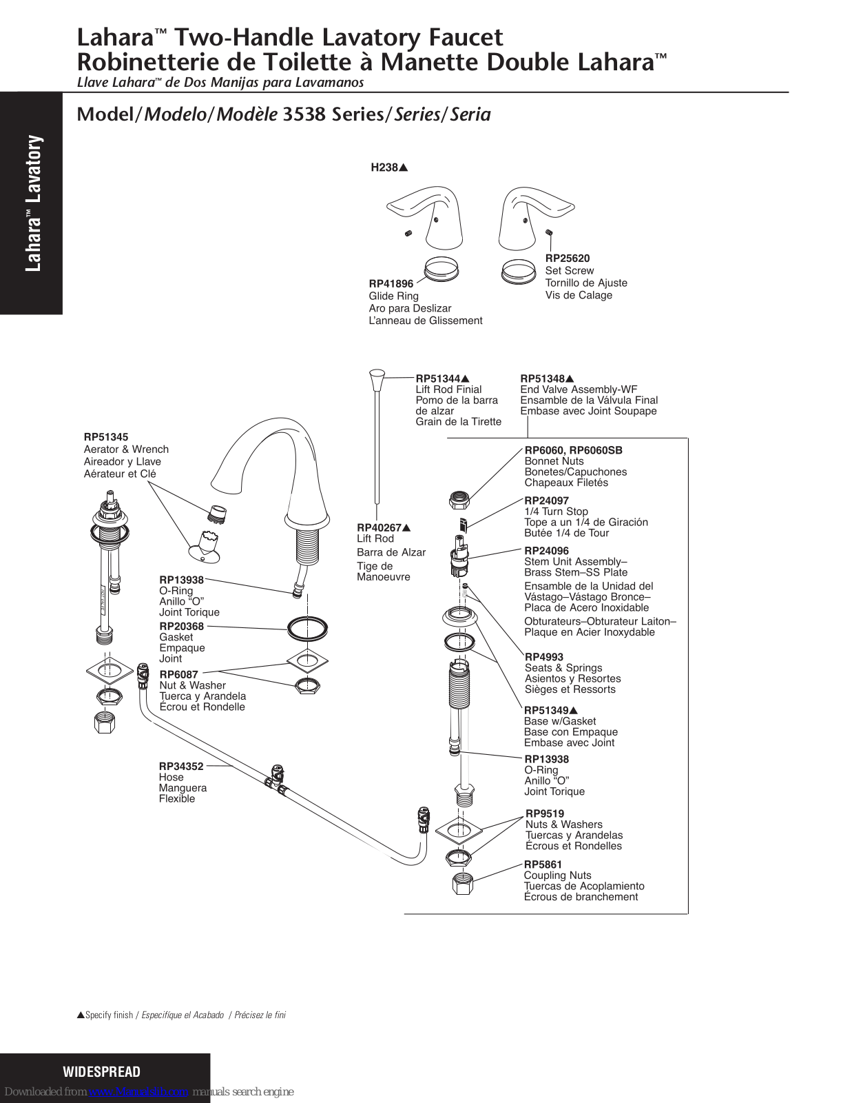 Delta Lahara 3538 Series Parts Manual