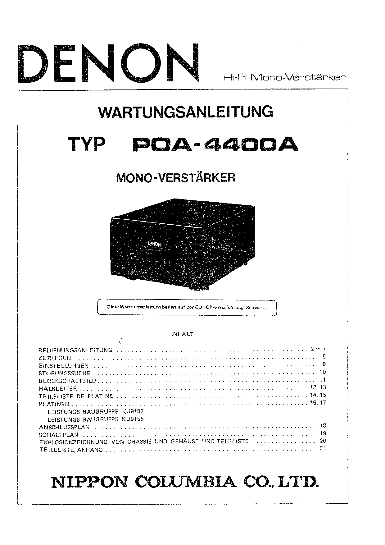 Denon POA-4400ADE Service Manual