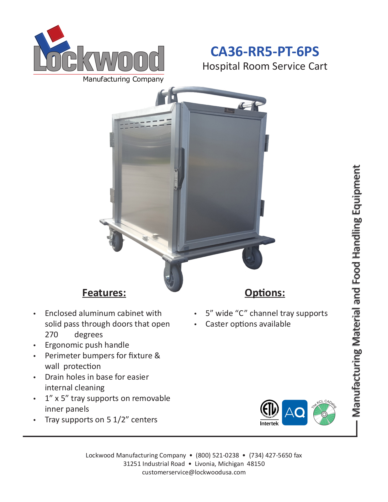 Lockwood CA36-RR5-PT-6PS Specifications - ManualMachine.com