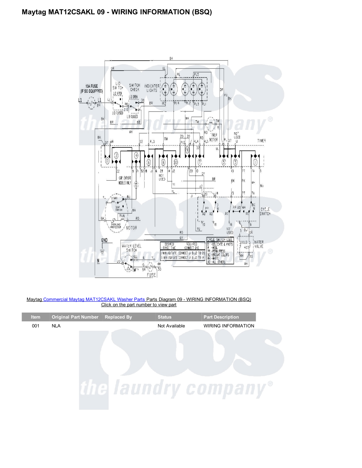 Maytag MAT12CSAKL Parts Diagram