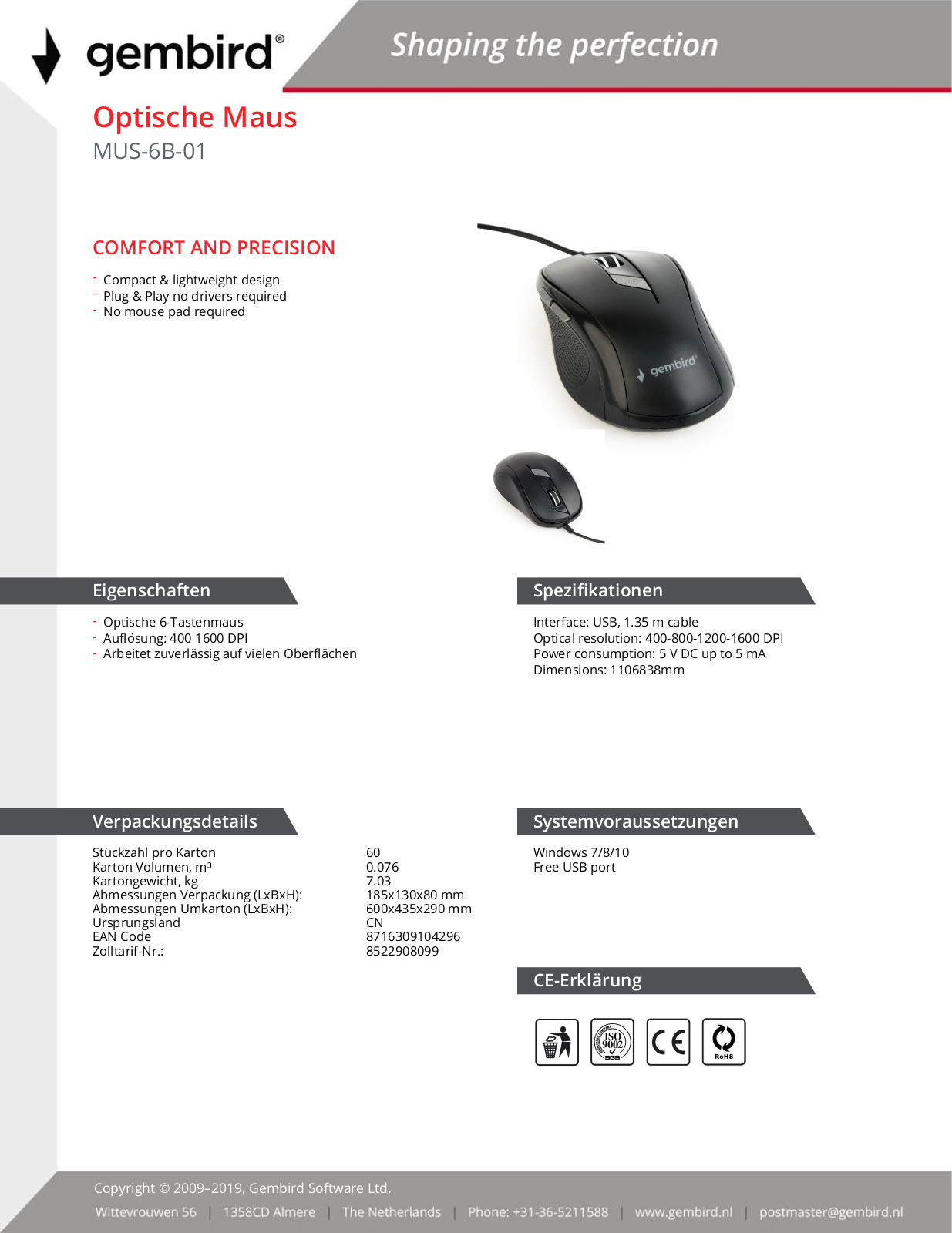 Gembird MUS-6B-01 User Manual