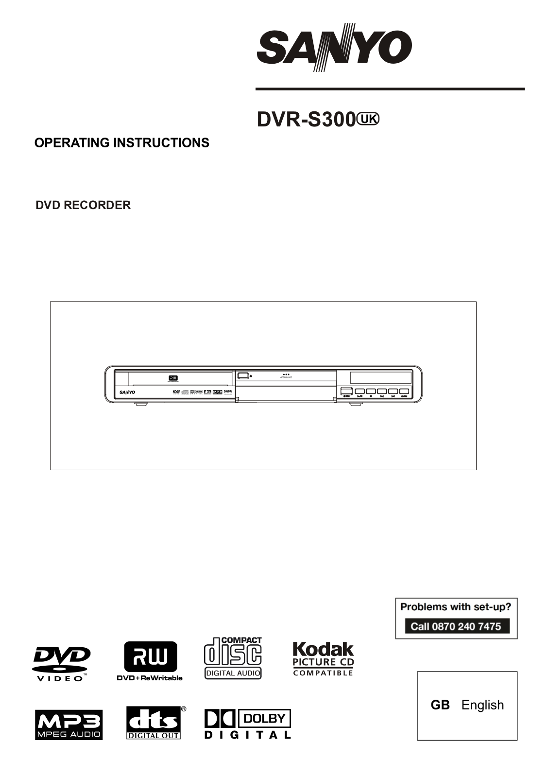 Sanyo DVR-S300 Instruction Manual