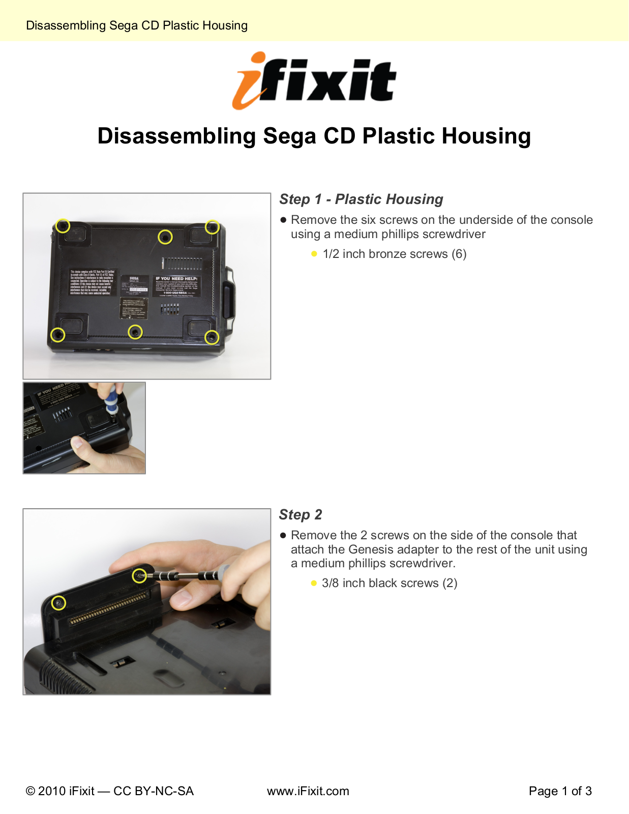 Sega Disassembling-Plastic-Housing-4019 Datasheet - ManualMachine.com
