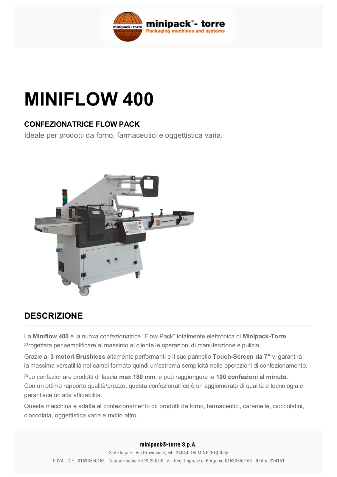 Minipack-Torre MINIFLOW 400 DESCRIPTION