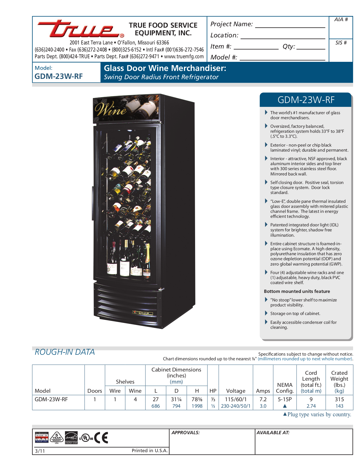 True GDM-23W-RF User Manual