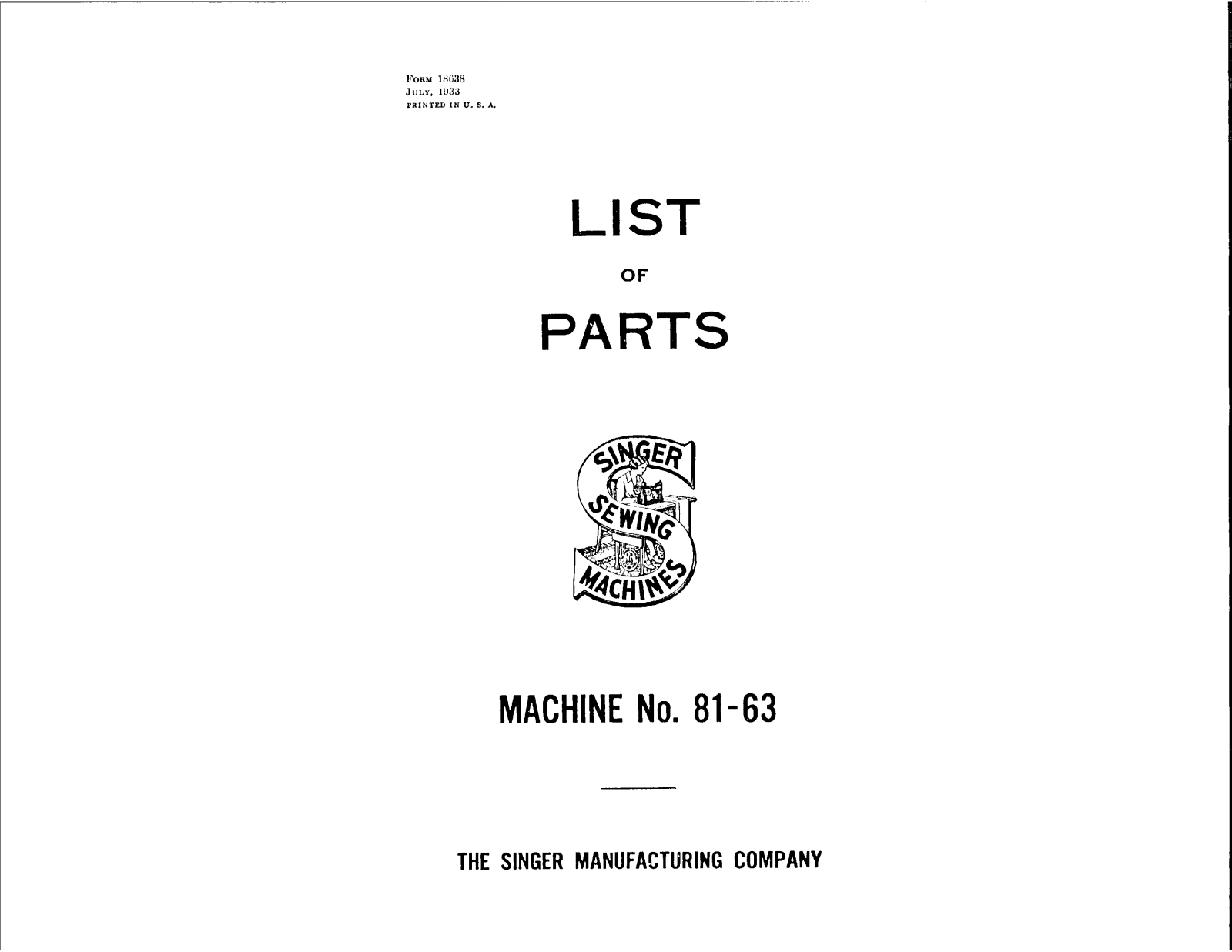 Singer 81-63 User Manual