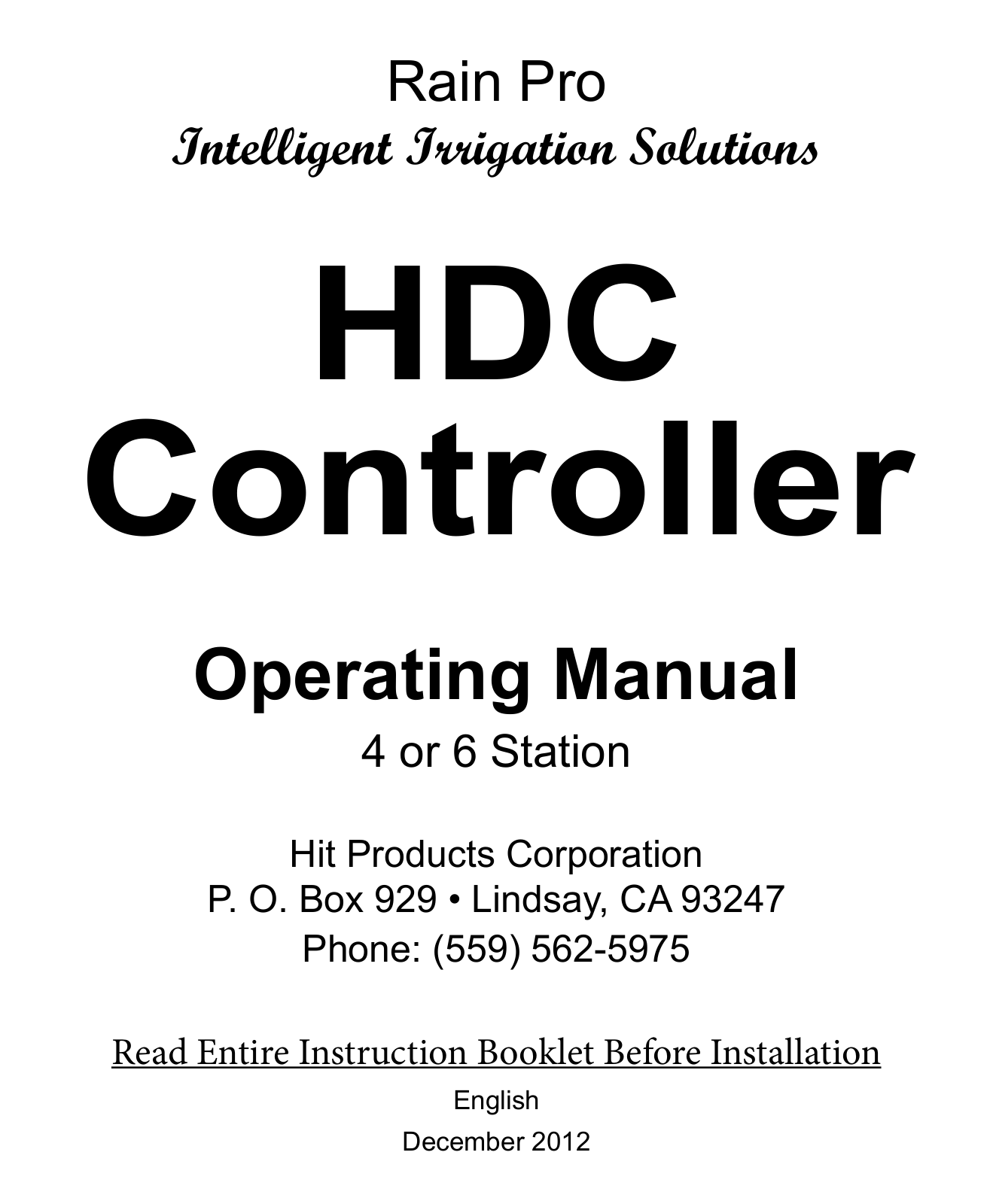 Hit Products HDC Controller User Manual