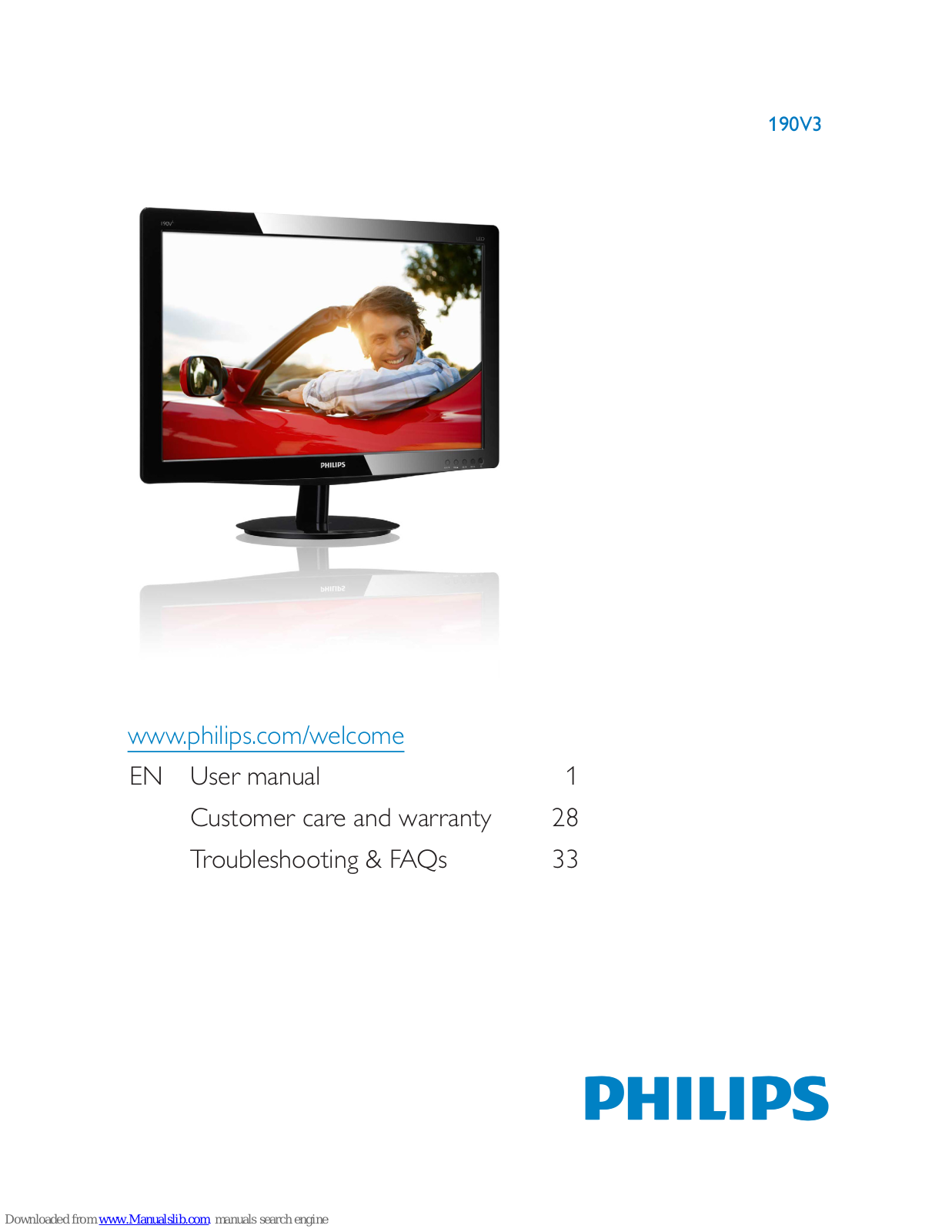 Philips 190V3SB5/10, 190V3LSB5/00, 190V3SB5/00, 190V3AB5, 190V3LSB5 User Manual