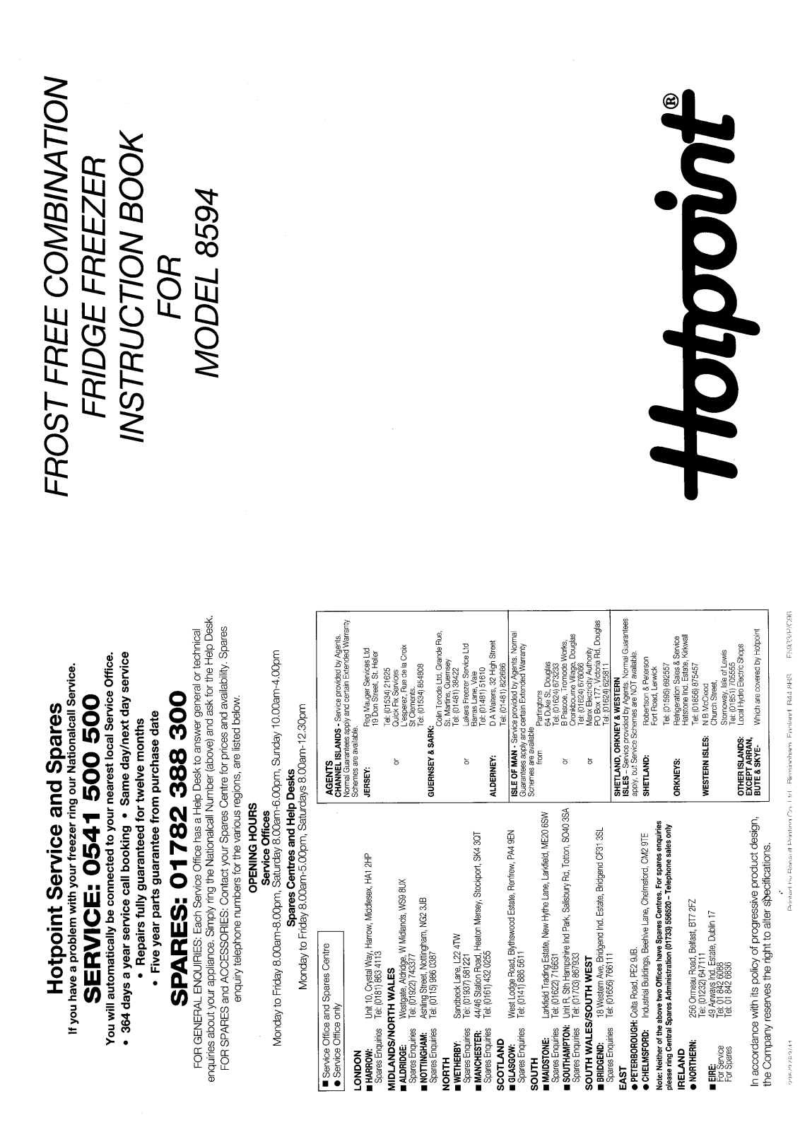 Hotpoint 8594 User Manual