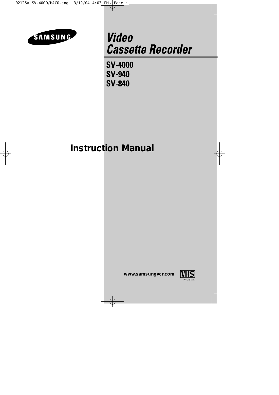 Samsung SV-4000 User Manual