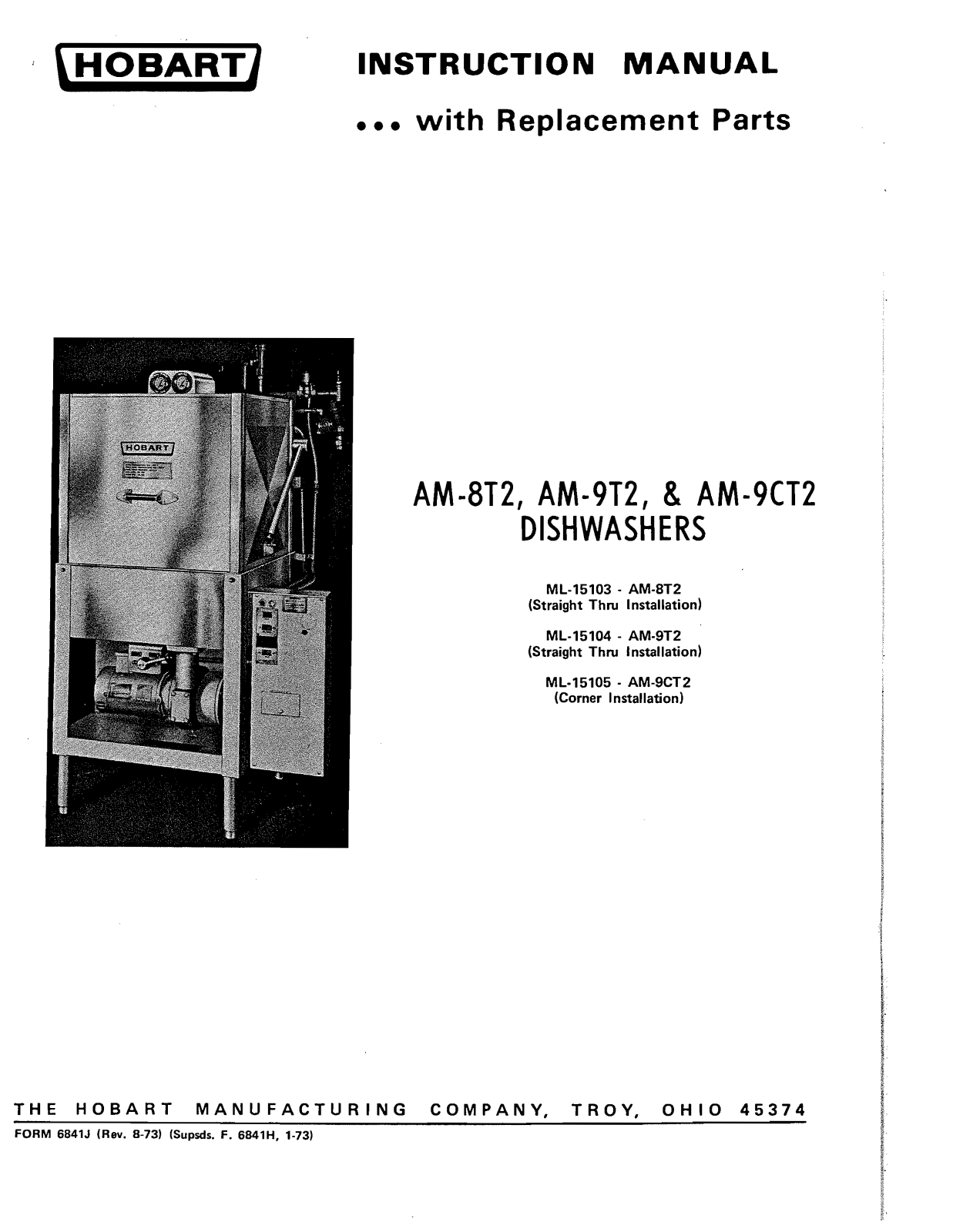 Hobart AM-8T2 Installation Manual