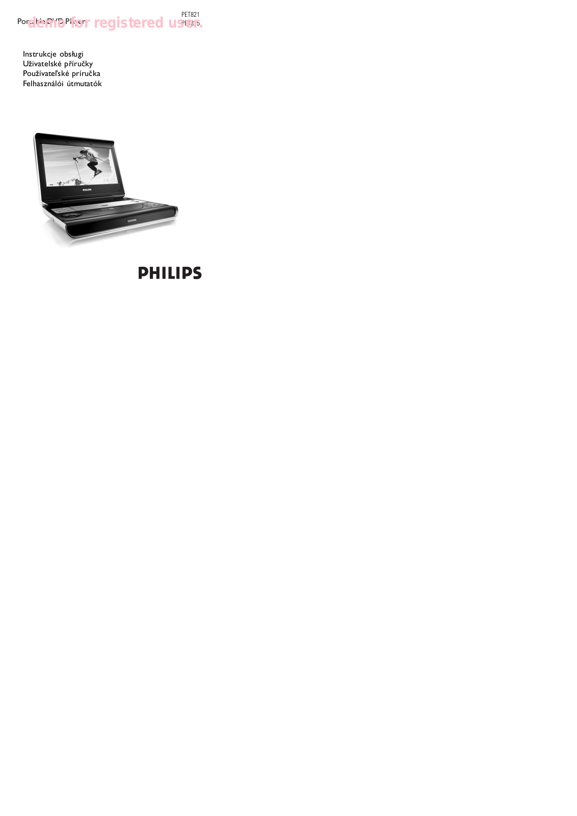 Philips PET825/04 User Manual