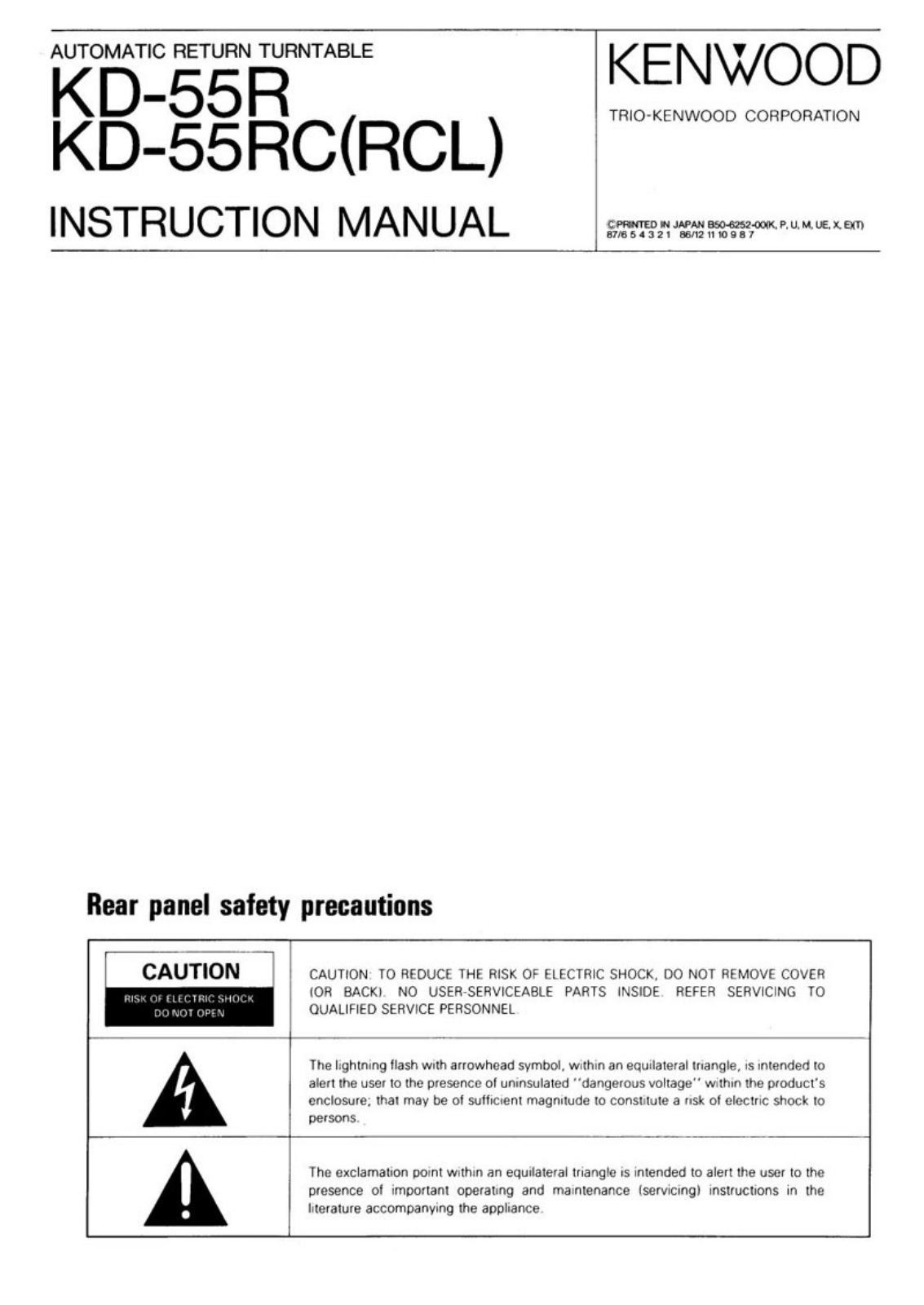 Kenwood KD-55-RCL Owners manual