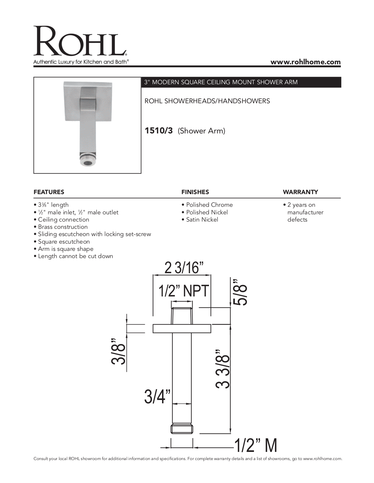 Rohl 15103STN User Manual