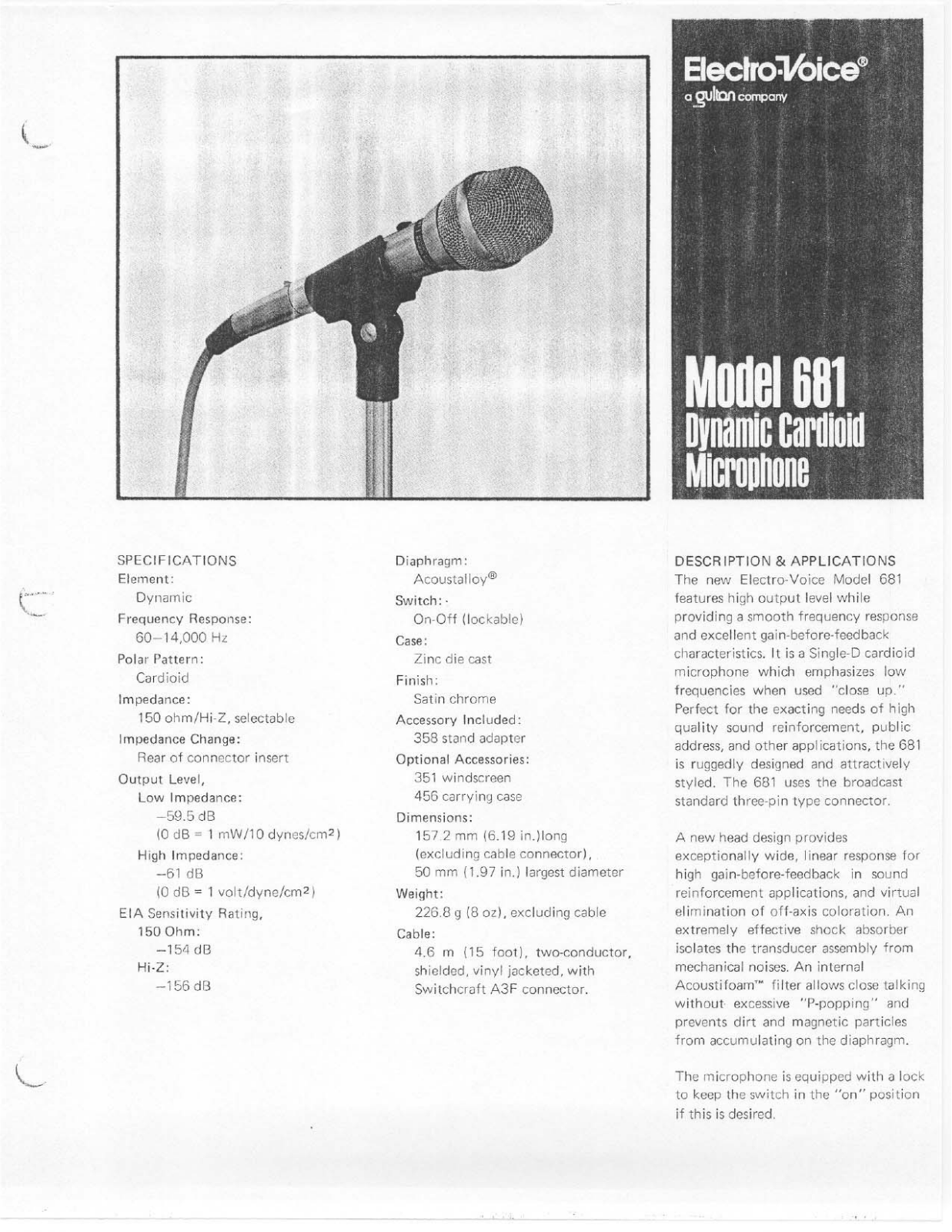 Electro-Voice 681 User Manual