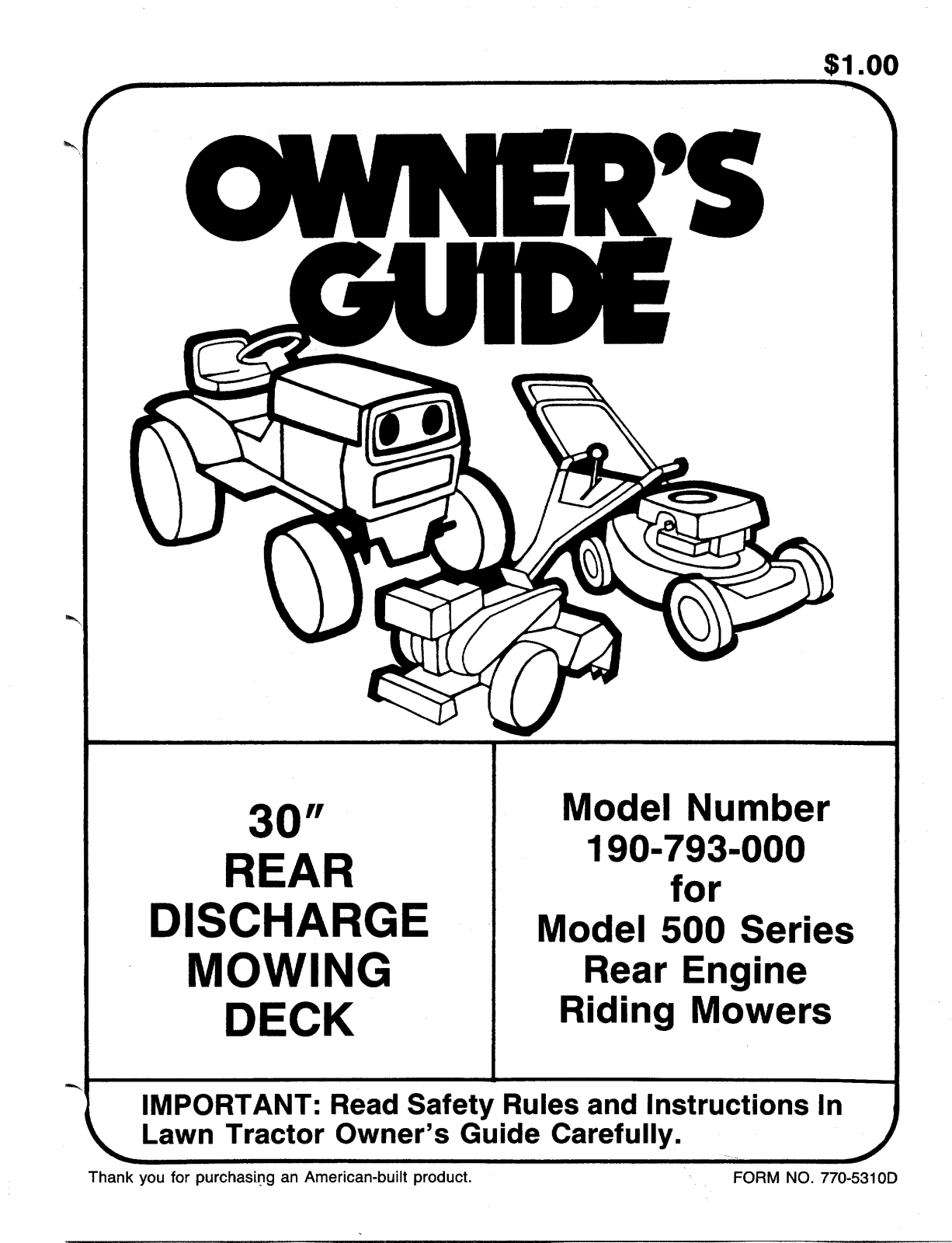 MTD 190-793-000 User Manual