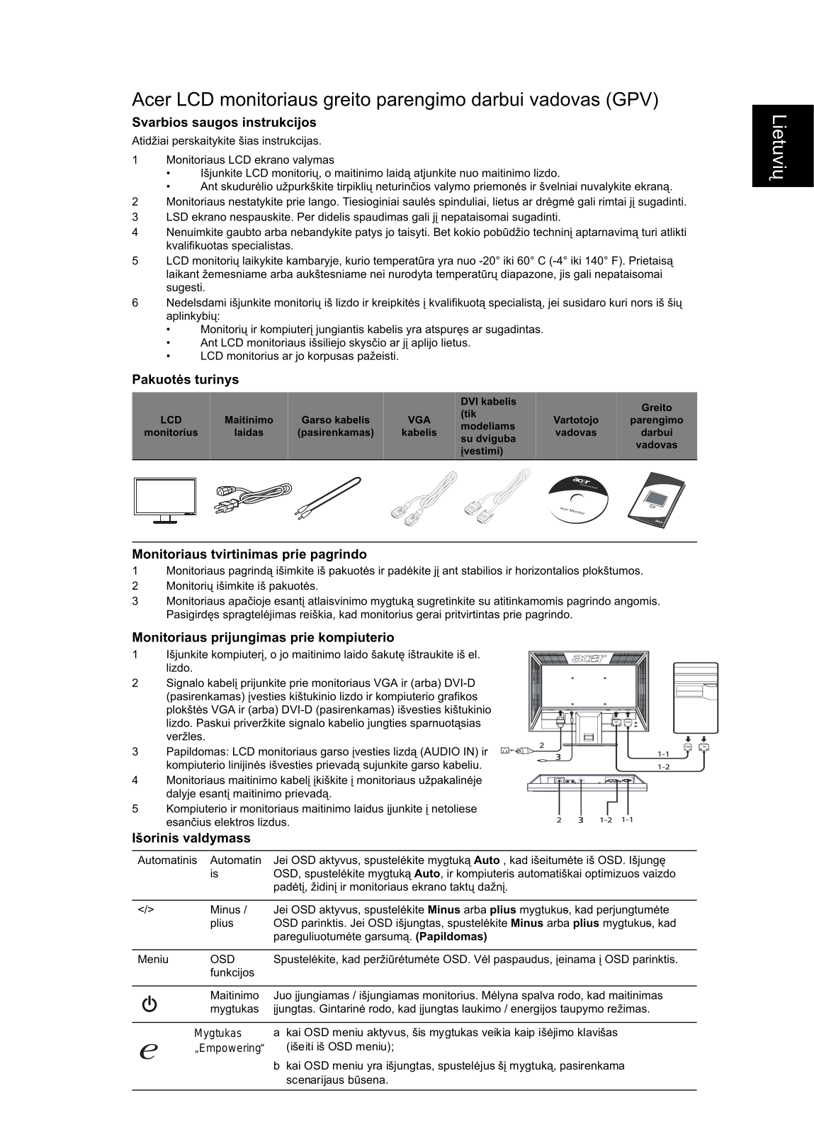 Acer V223HQ User Manual