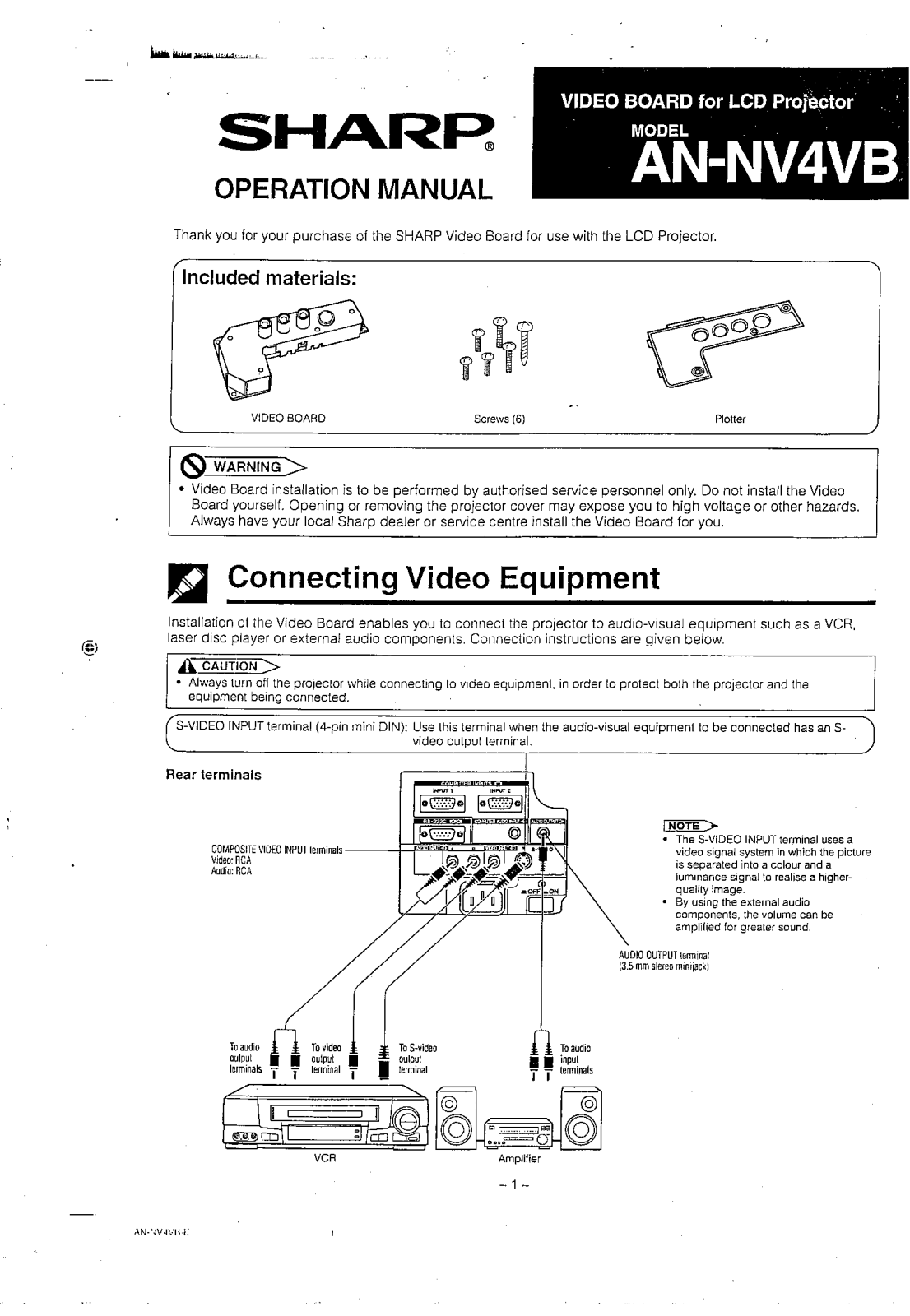 Sharp ANNV4VB User Manual