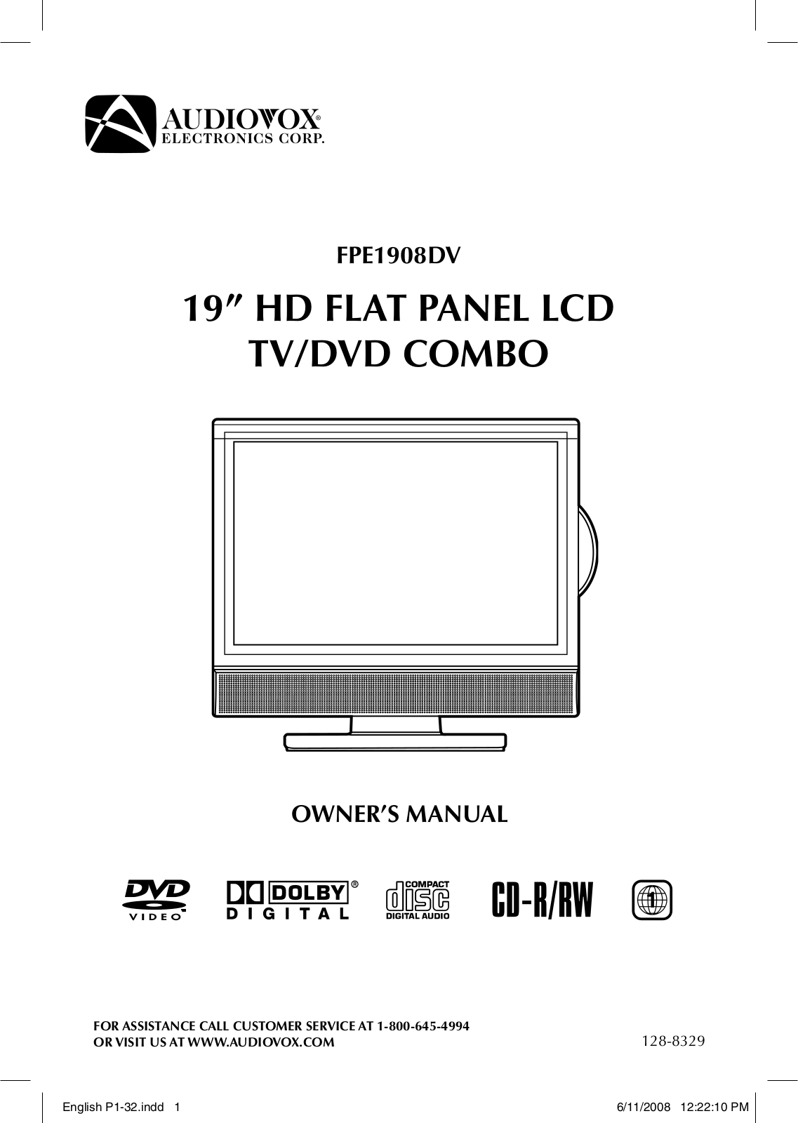 Audiovox FPE-1908DV User Manual