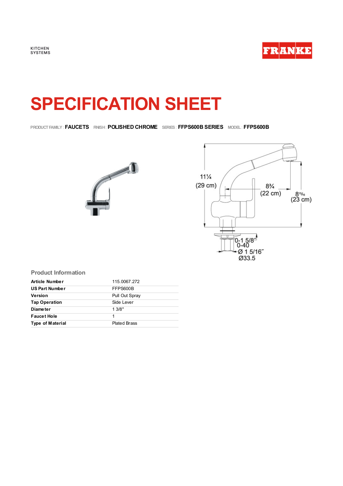 Franke Foodservice FFPS600B User Manual