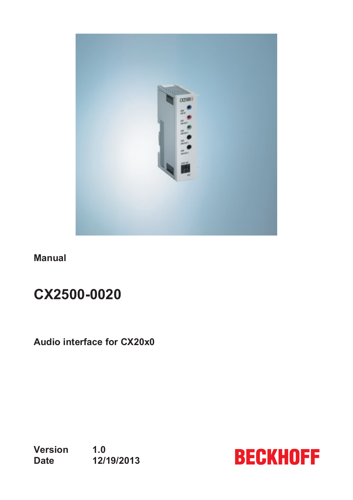 BECKHOFF CX2500­0020 User Manual