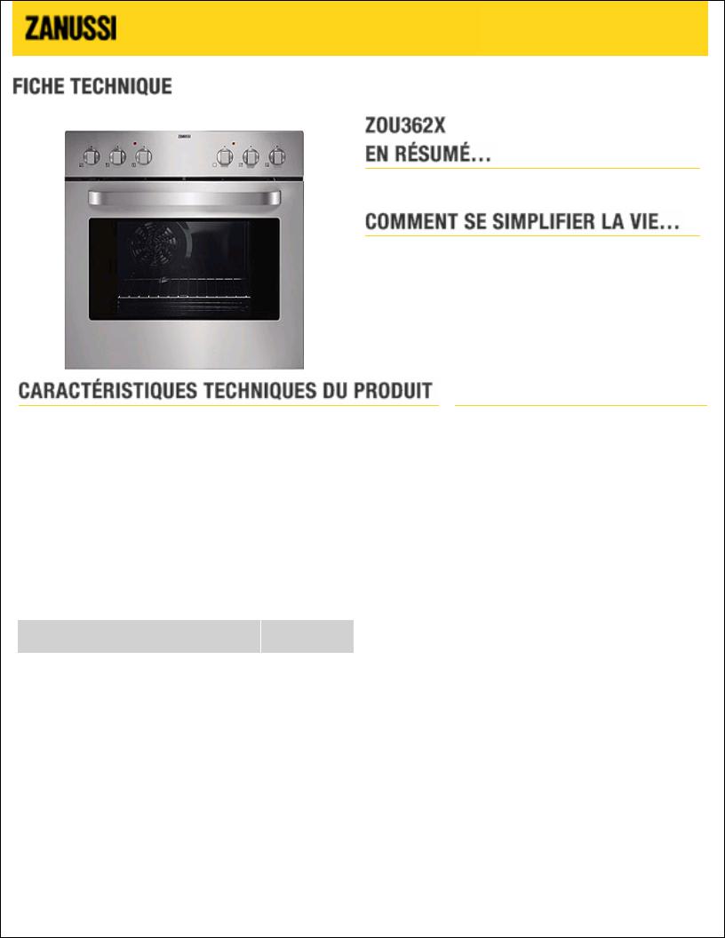 ZANUSSI ZOU362X User Manual