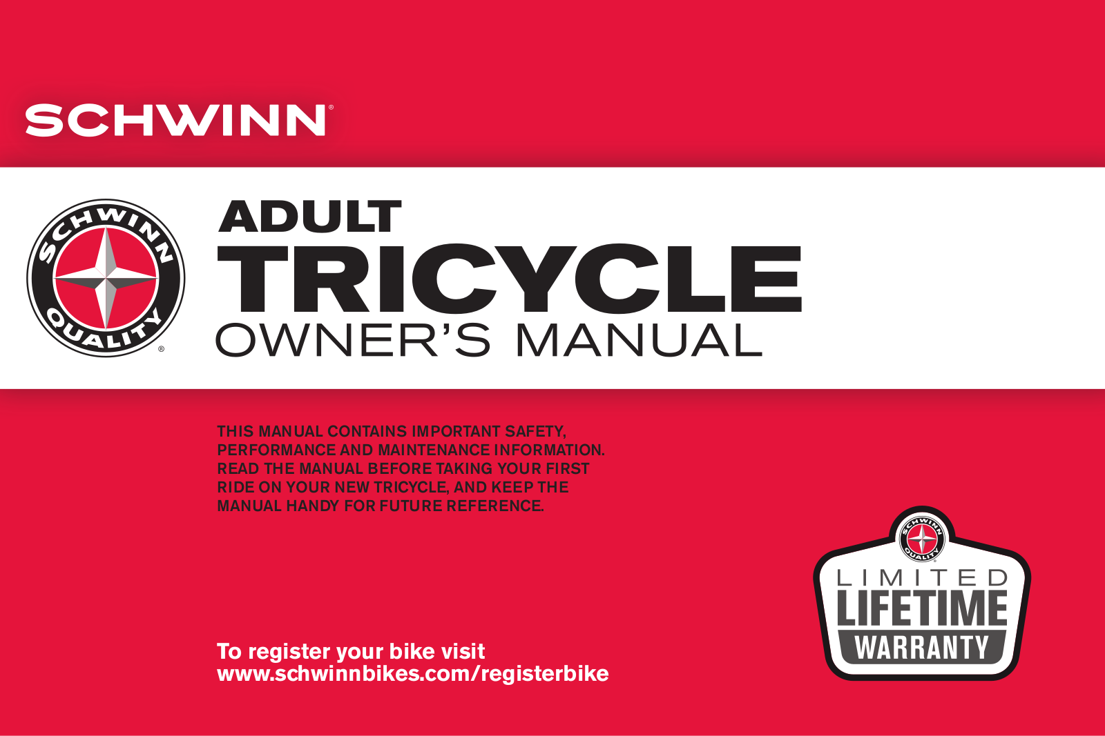 Schwinn Adult Tricycle Owner's Manual