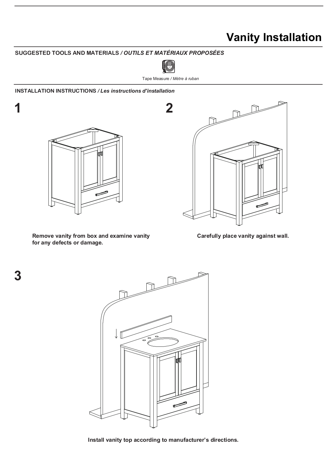 Avanity W003153408 Installation & Assembly - ManualMachine.com