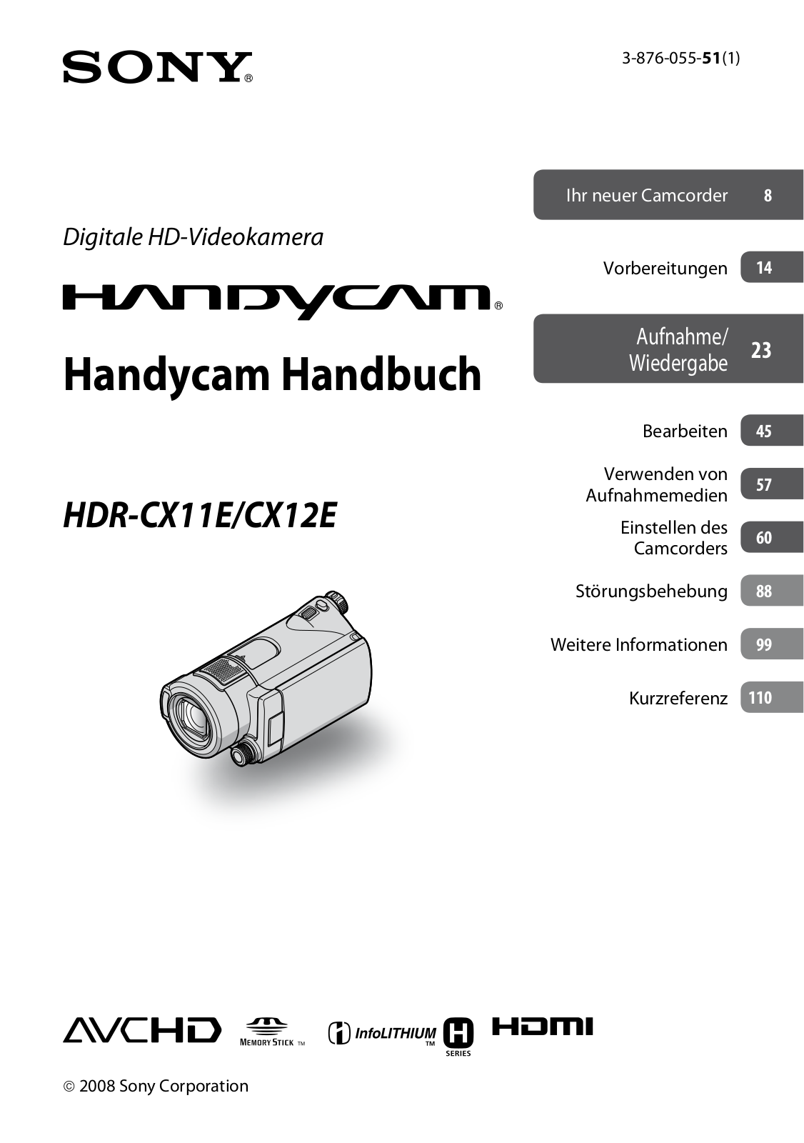 Sony HDR-CX12E User Manual